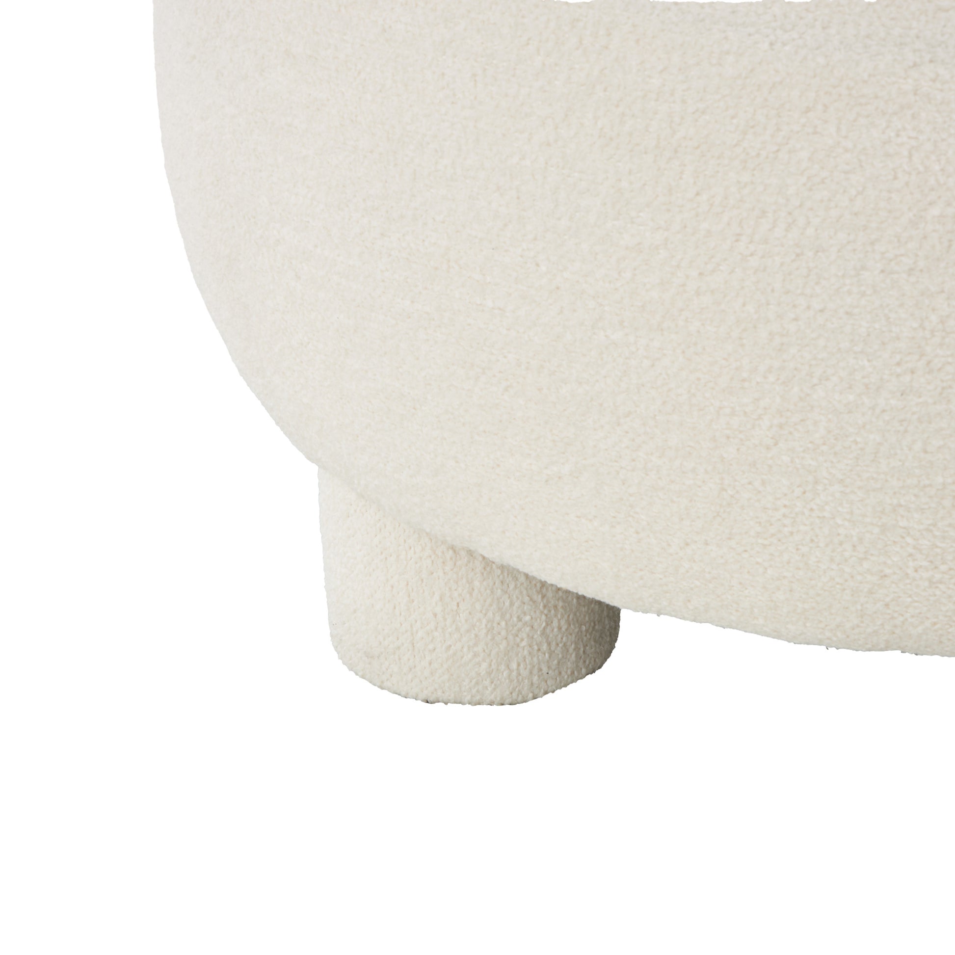 Cream Polyester Rounded Barrel Living Room Accent Chair