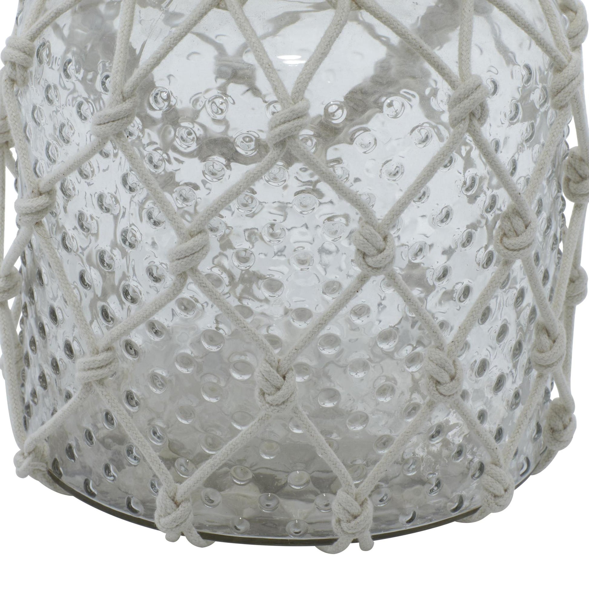 Glass Decorative Indoor Outdoor Candle Lantern with Rope Handle