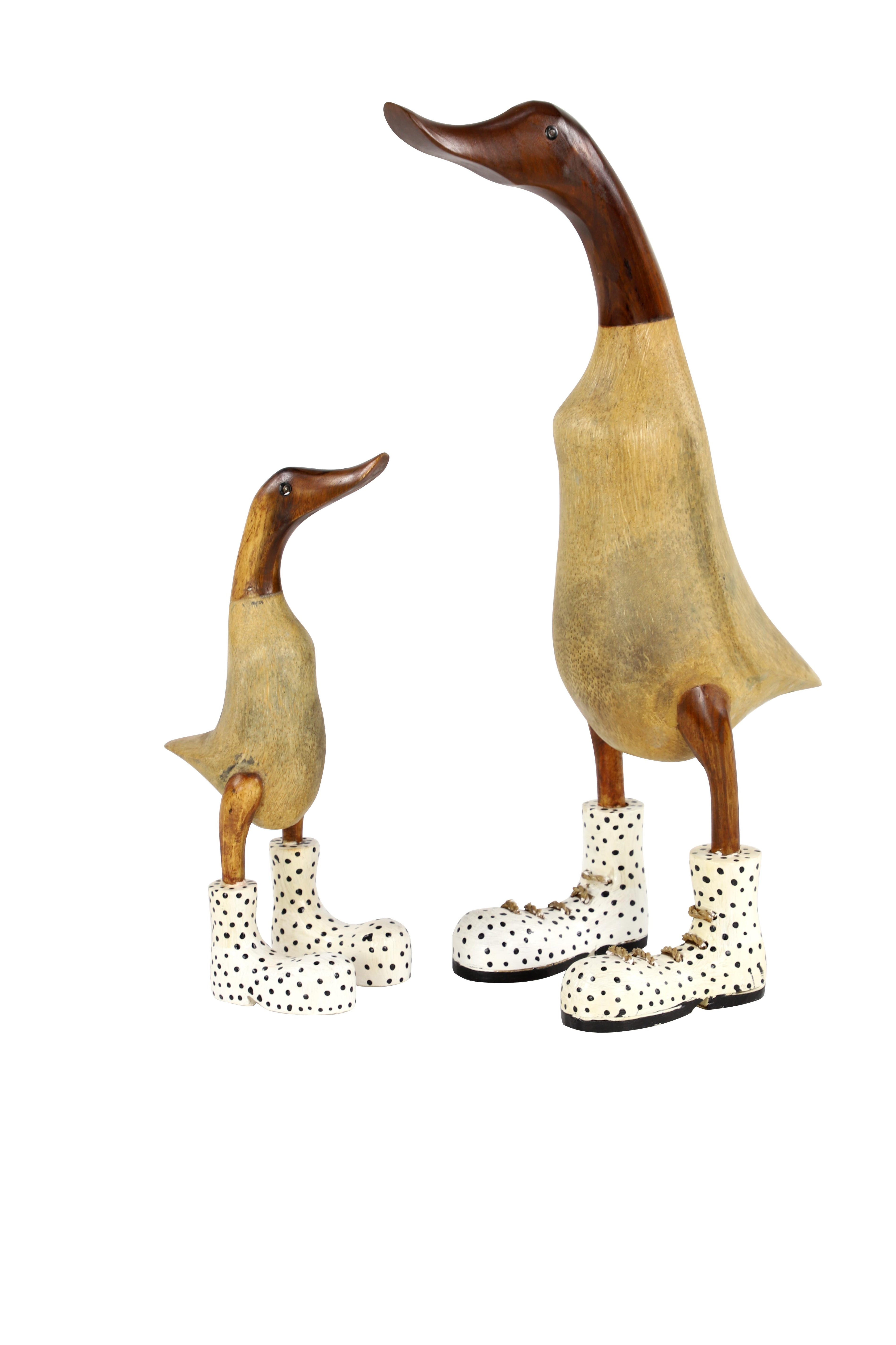 Set of 2 Duck Bamboo Wood Decorative Sculpture Set of 2 17", 11"H