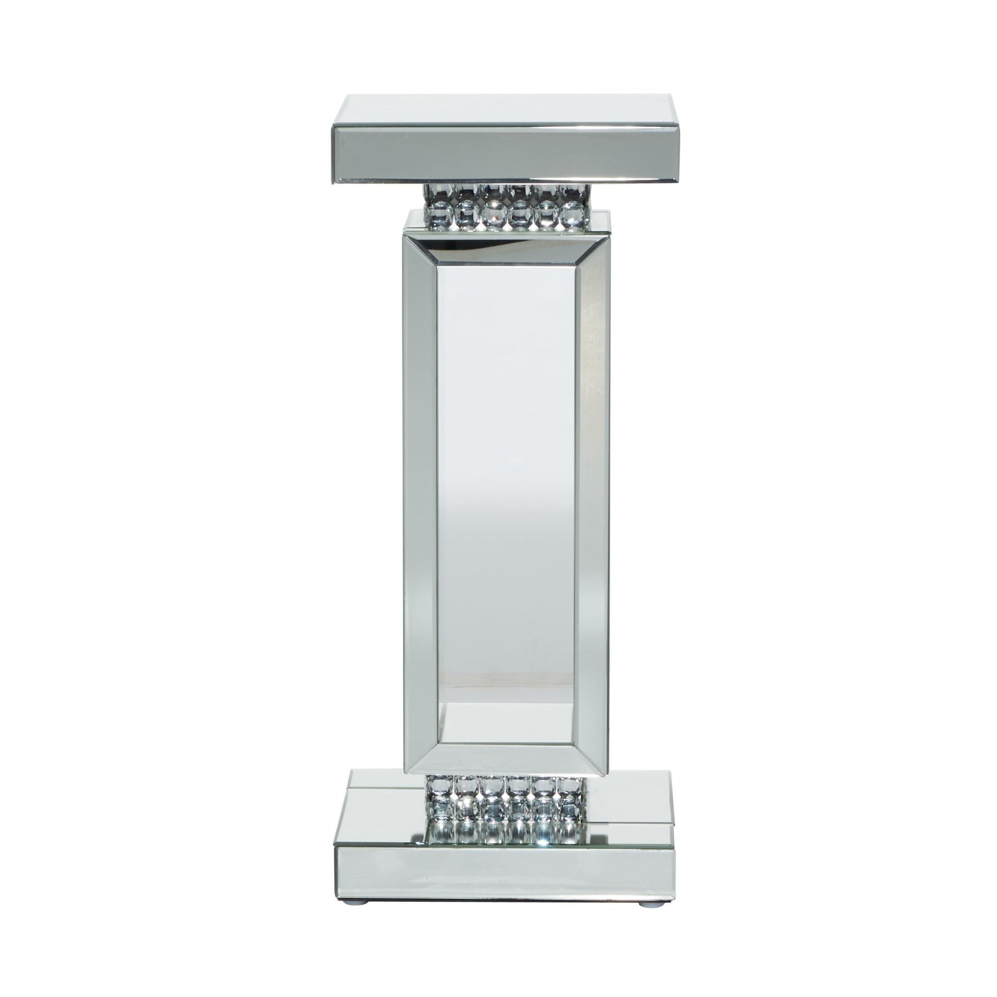 Silver Glass Mirrored Side End Pedestal Table