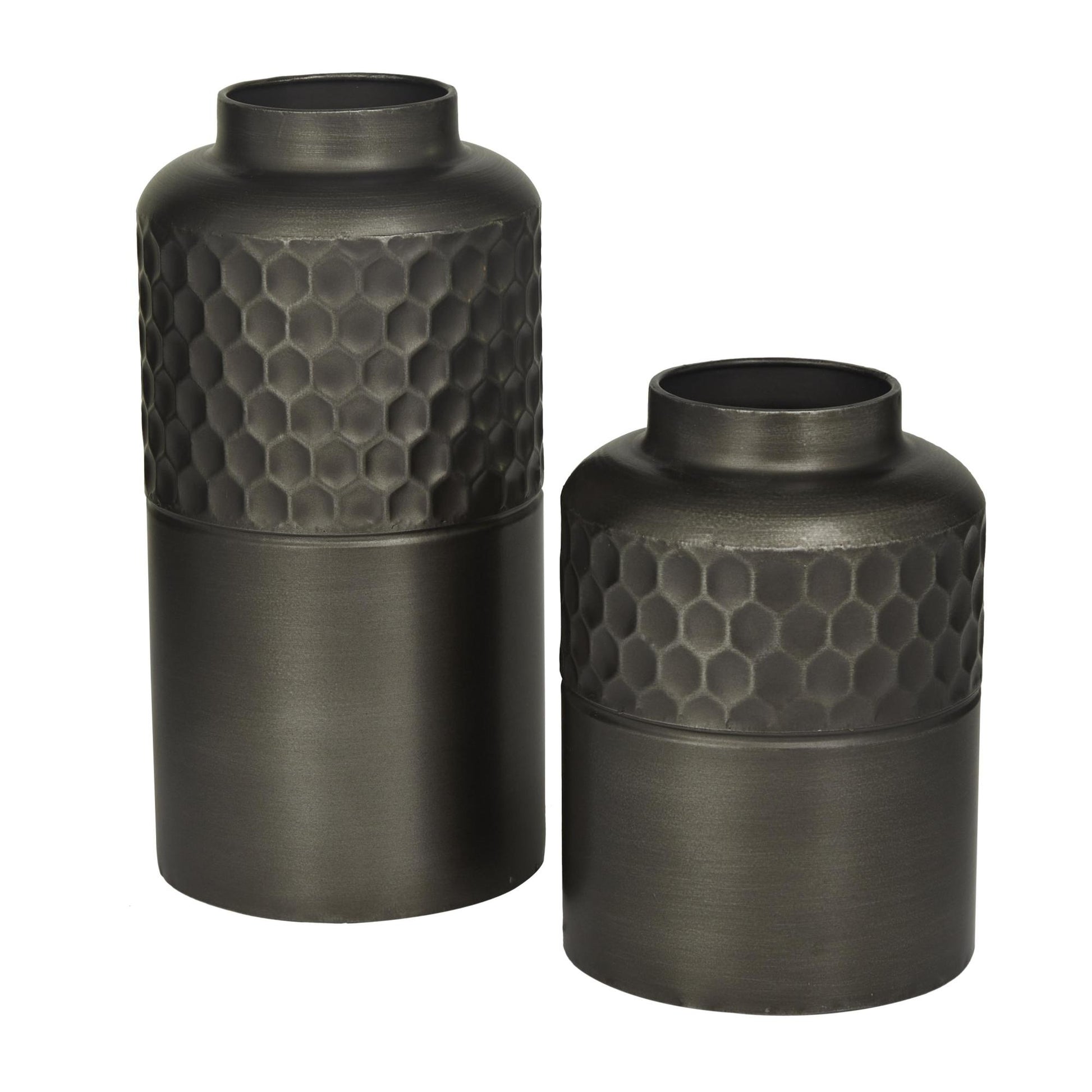Set of 2 Black Metal Decorative Vase