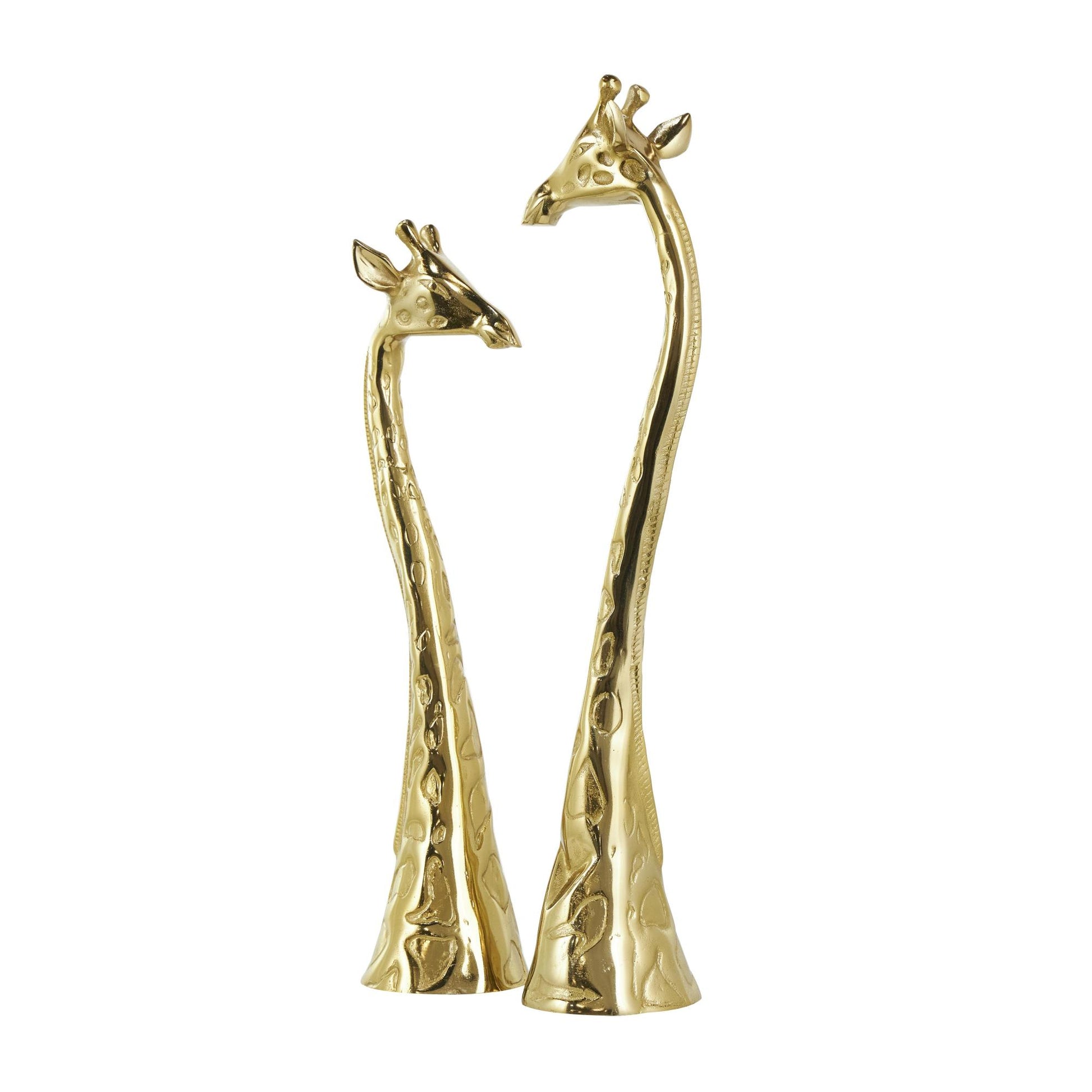Set of 2 Giraffe Gold Aluminum Metal Decorative Sculpture