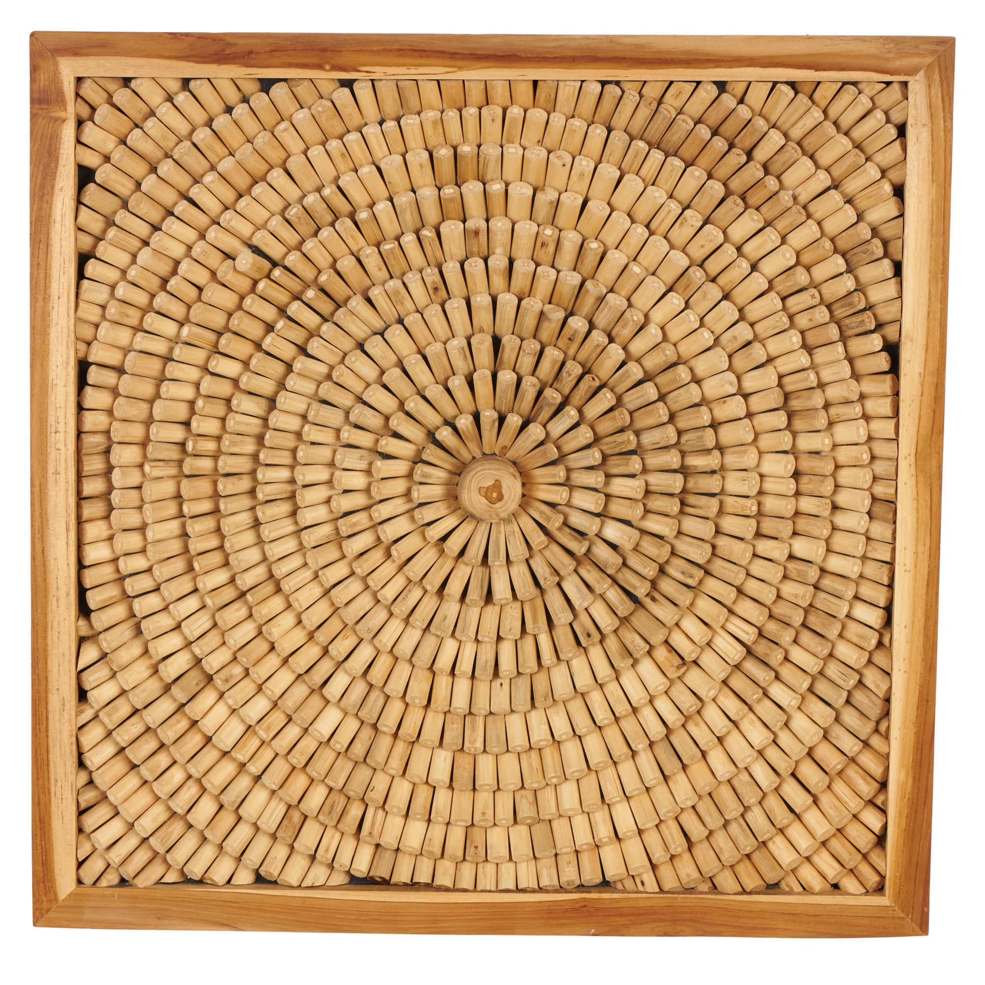 Sunburst Brown Teak Wood Handmade Live Edge Tree Trunks Home Wall Decor