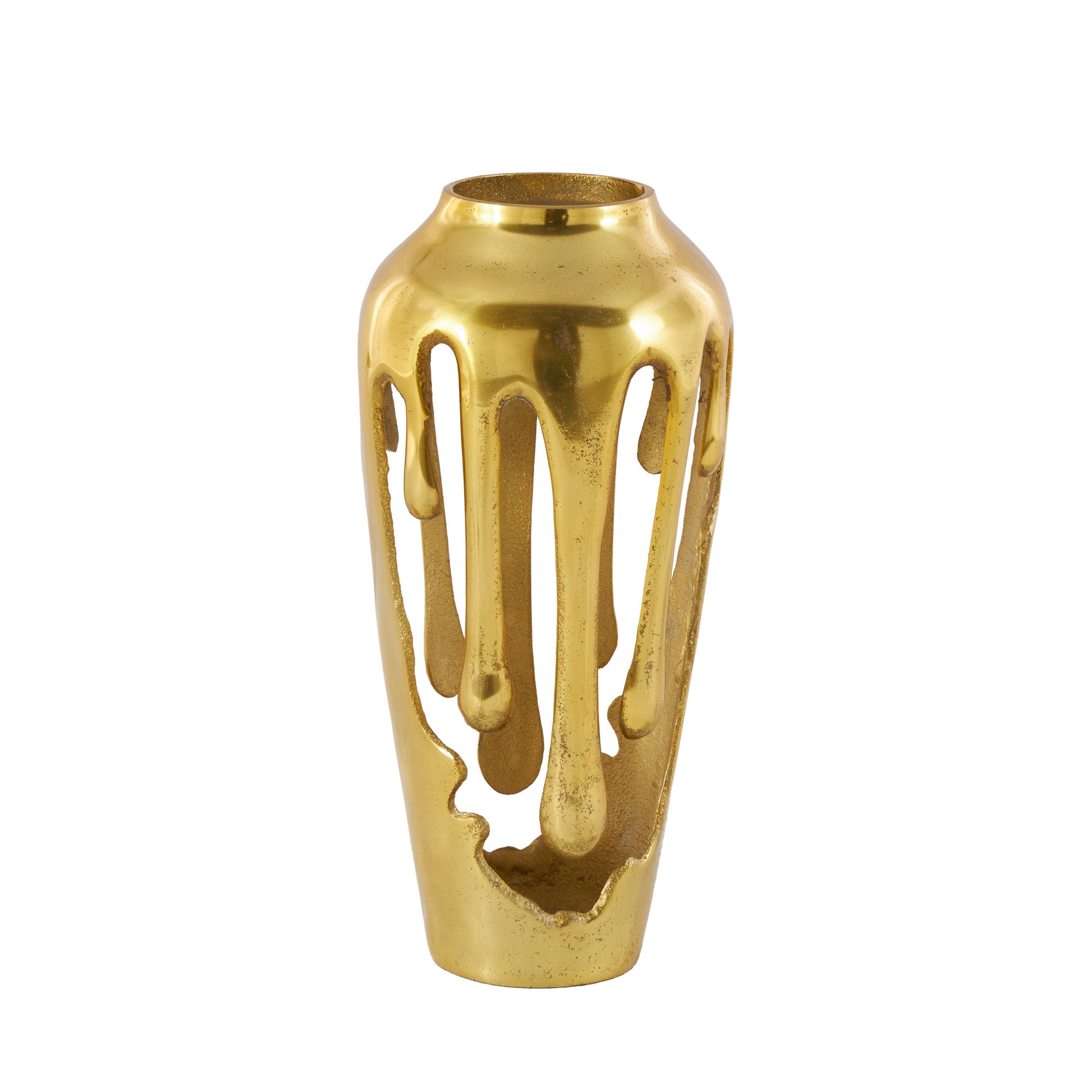 Abstract Aluminum Metal Drip Decorative Vase with Melting Designed Body