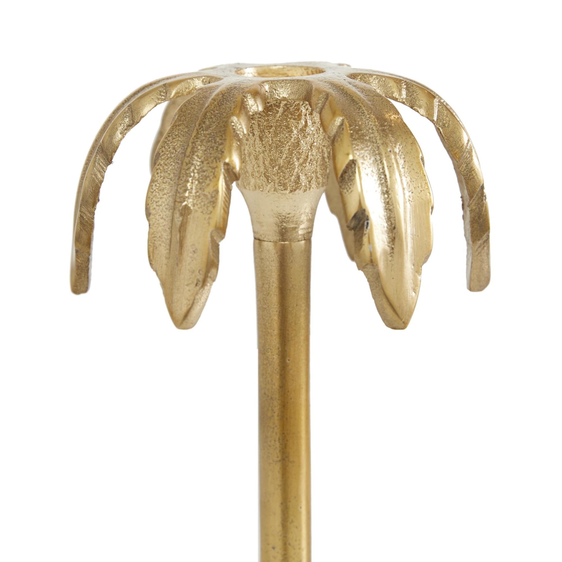 Set of 3 Gold Aluminum Metal Palm Tree Decorative Candle Holder