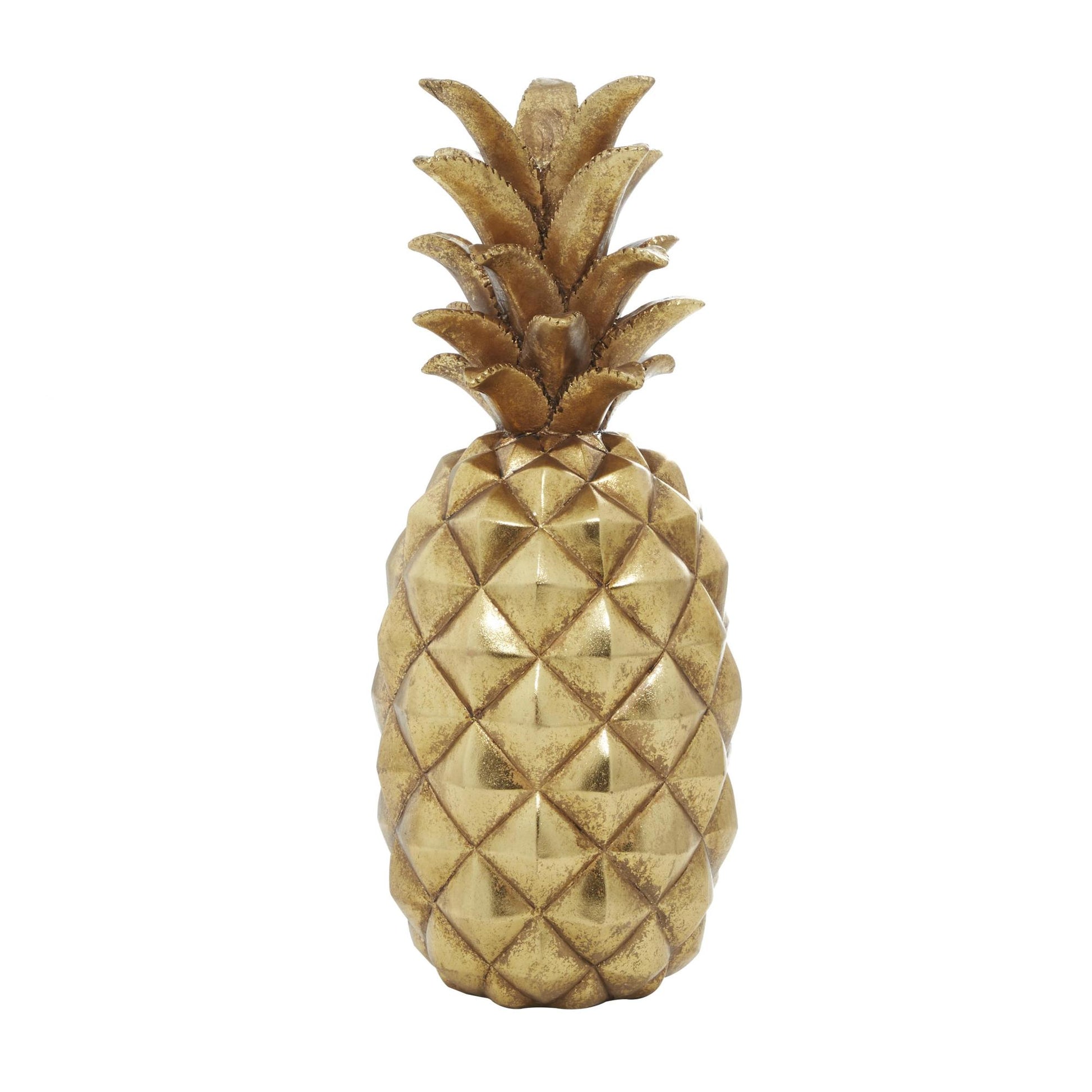 Fruit Gold Polystone Textured Pineapple Decorative Sculpture