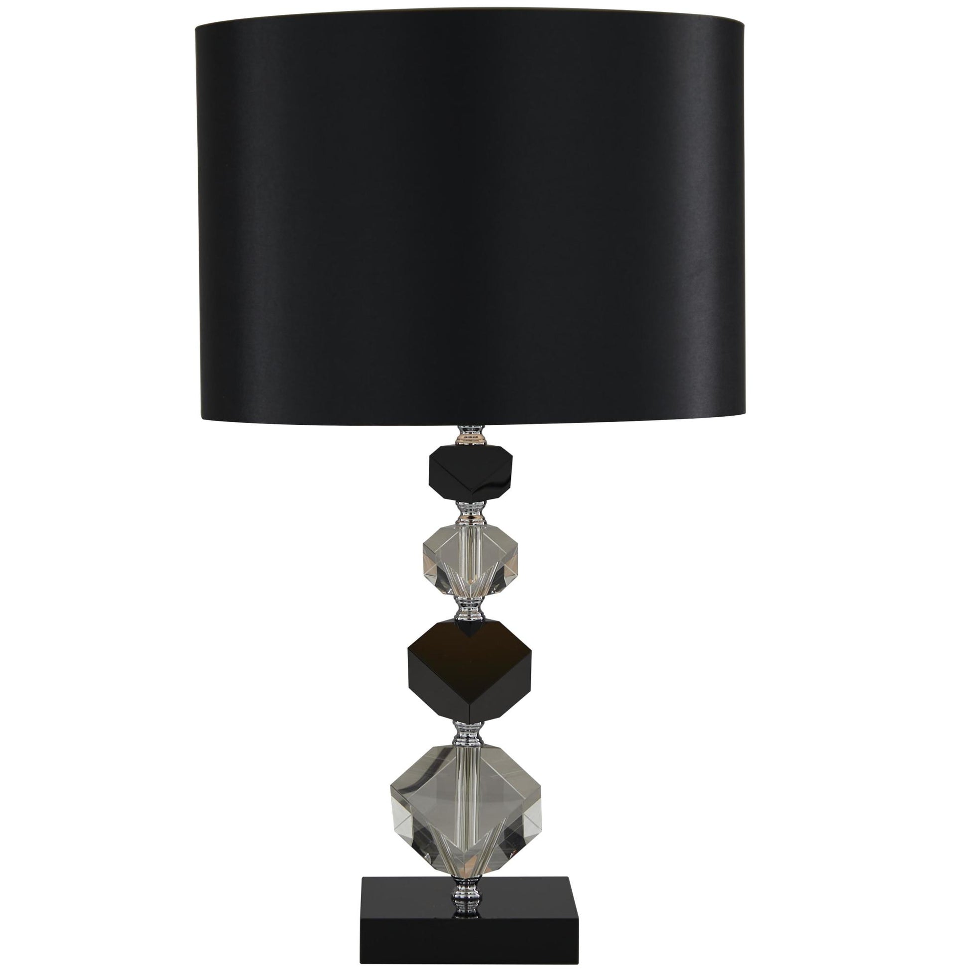 Crystal Geometric Diamond Inspired Room Table Lamp with Black Crystal Base 13" x 8" x 23"