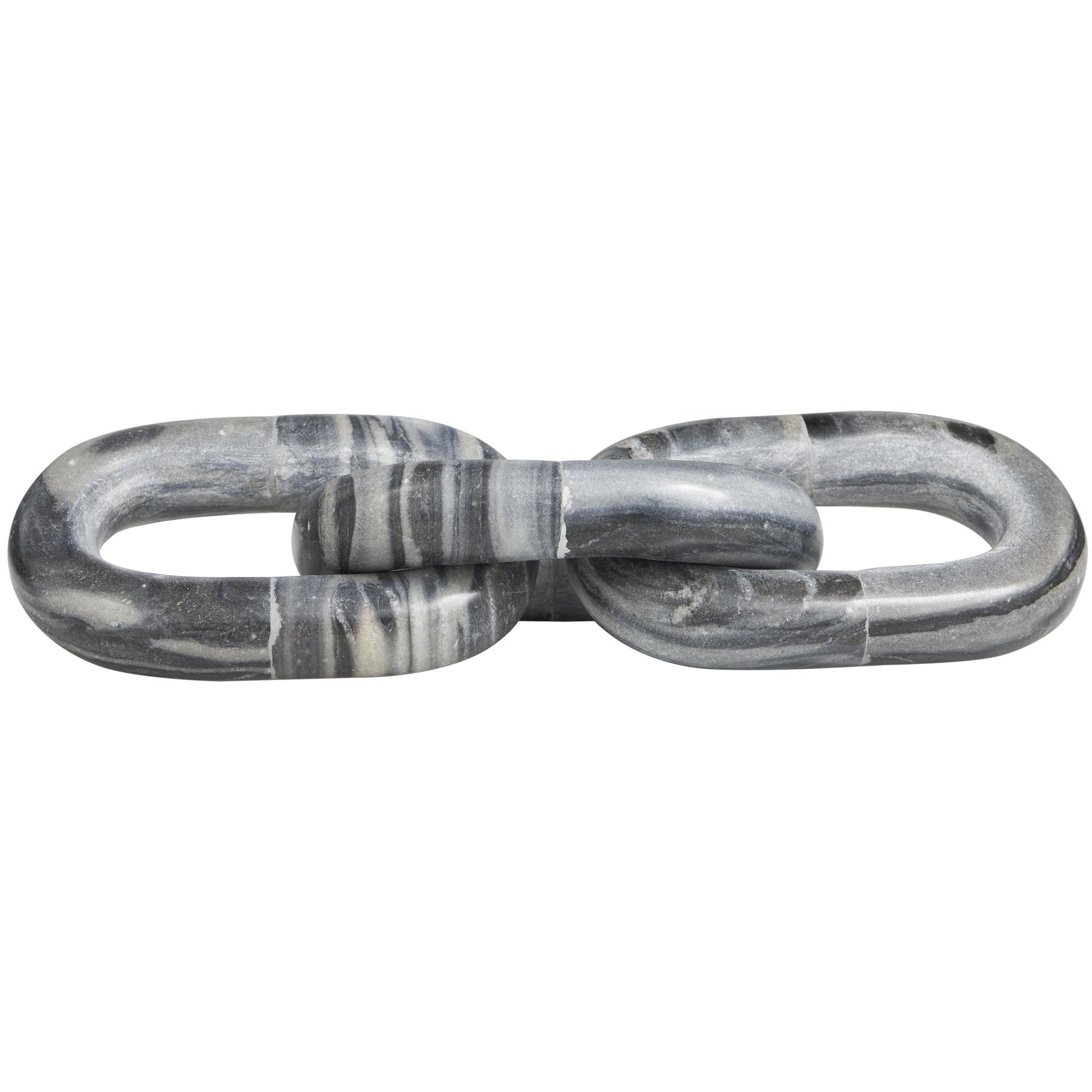 Chain White Marble Handmade Geometric 2 Link Decorative Sculpture