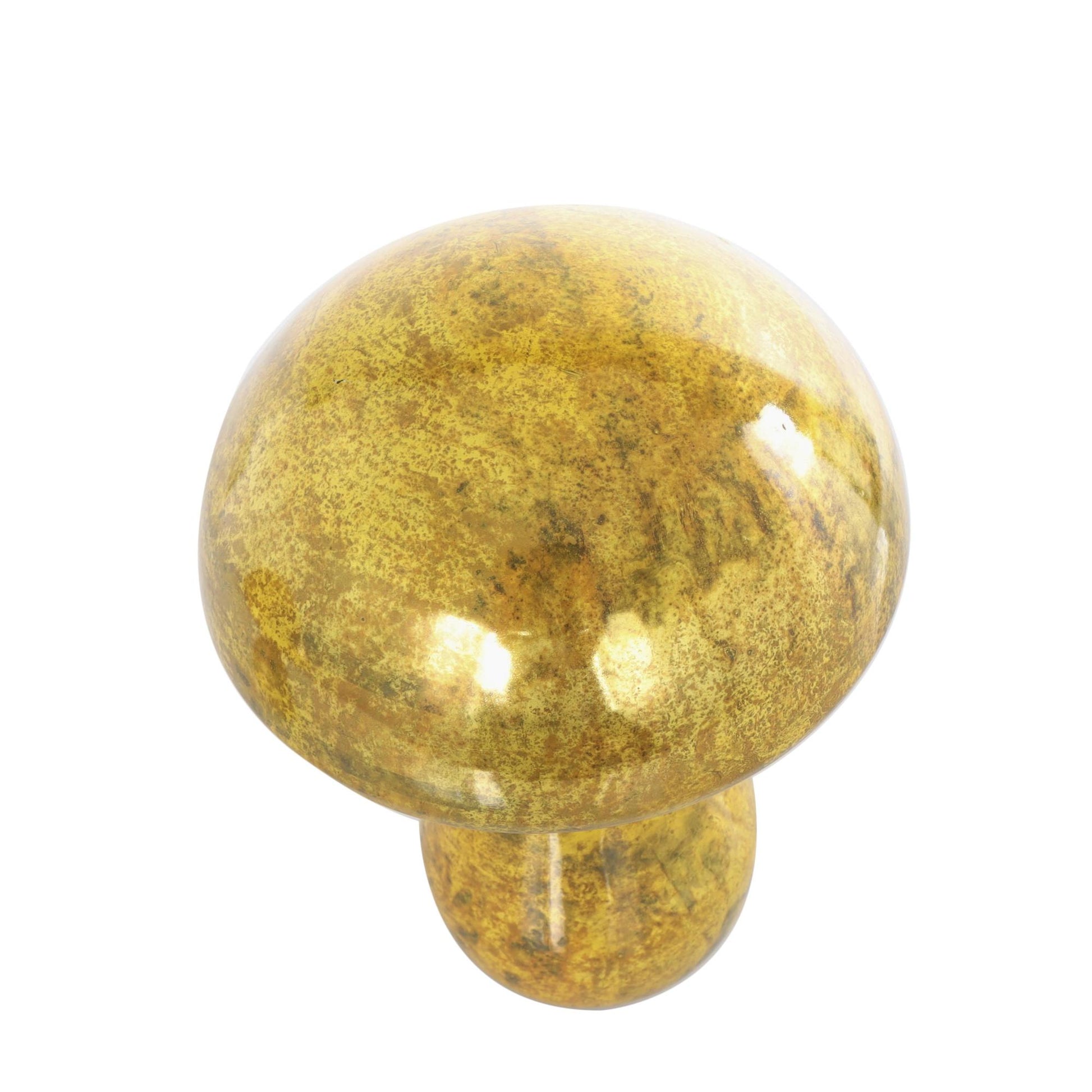 Set of 2 Mushroom Glass Handmade Glossy Weathered Decorative Sculpture