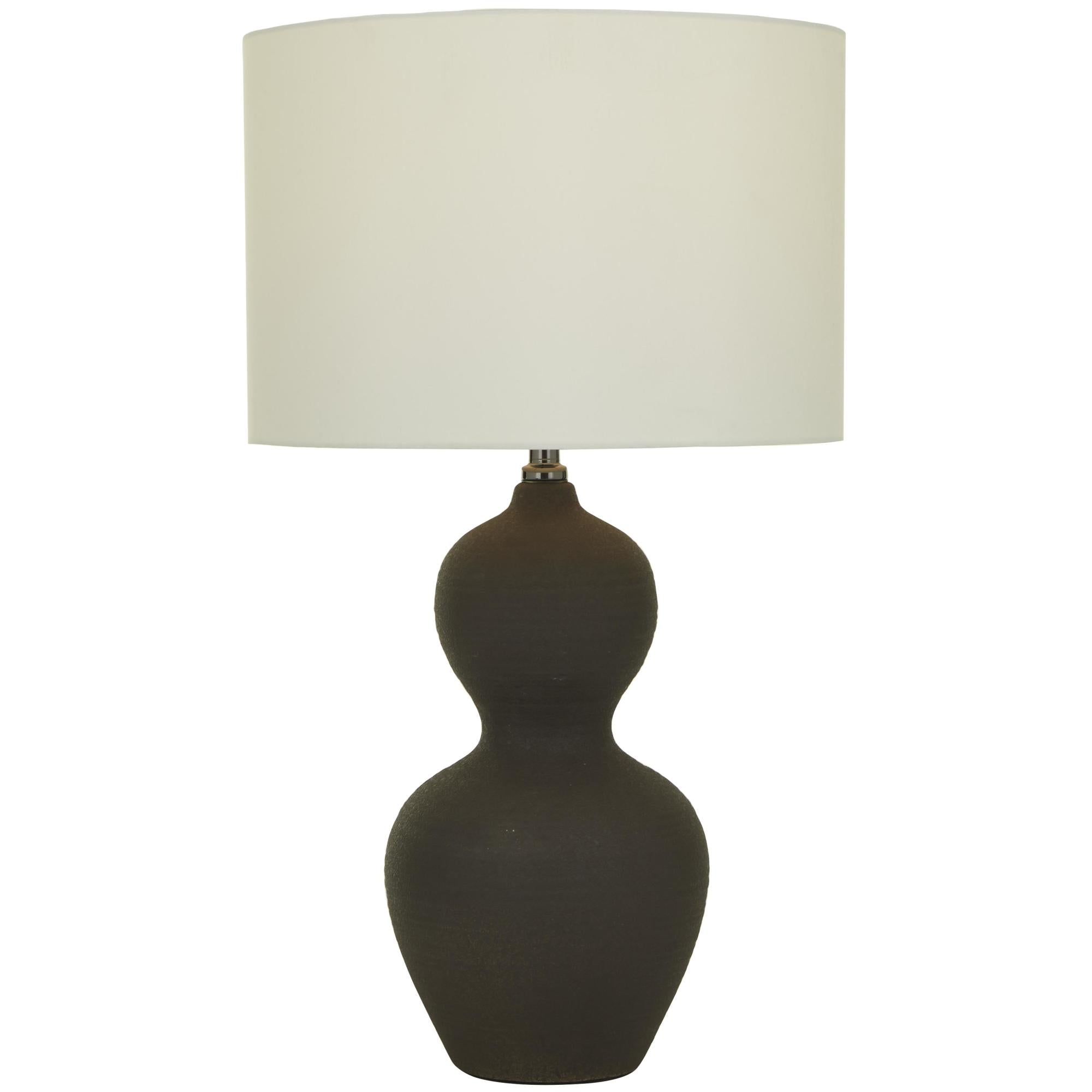 CosmoLiving by Cosmopolitan Black Ceramic Gourd Style Base Room Table Lamp with Drum Shade