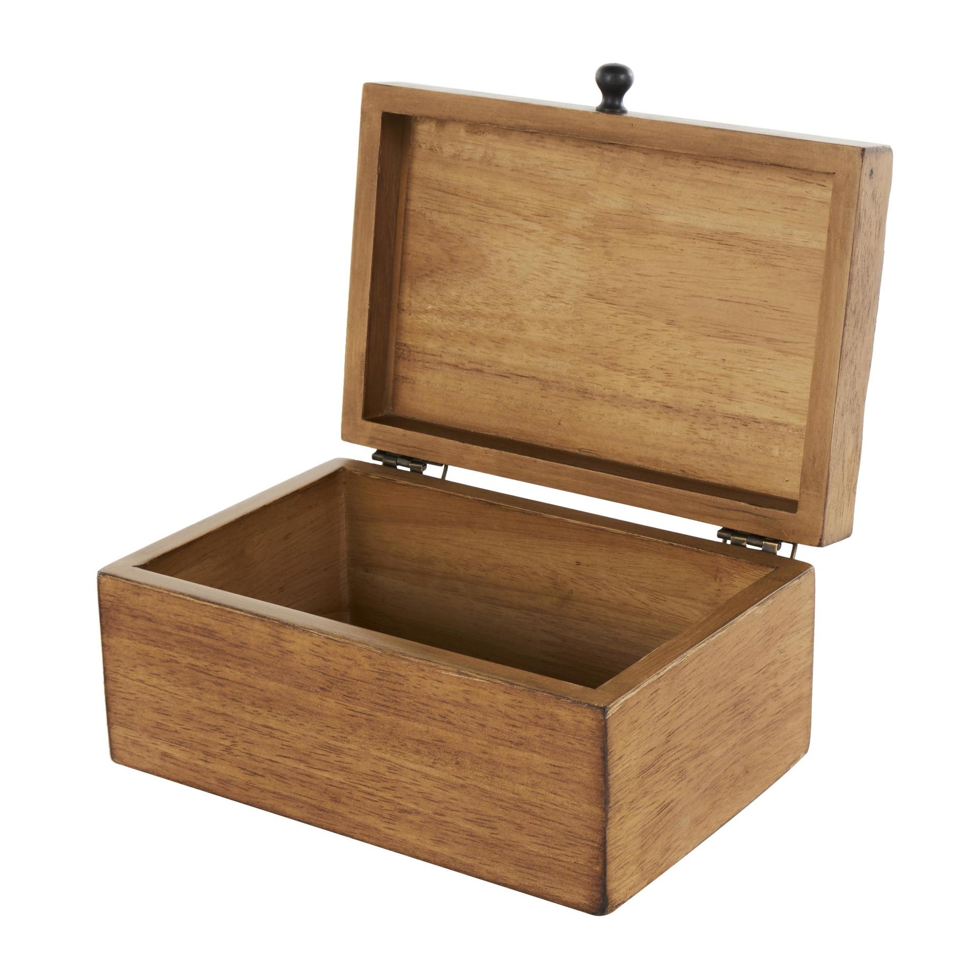 Set of 2 Geometric Brown Wood Textured Concave Honeycomb Storage Decorative Box with Black Knobs