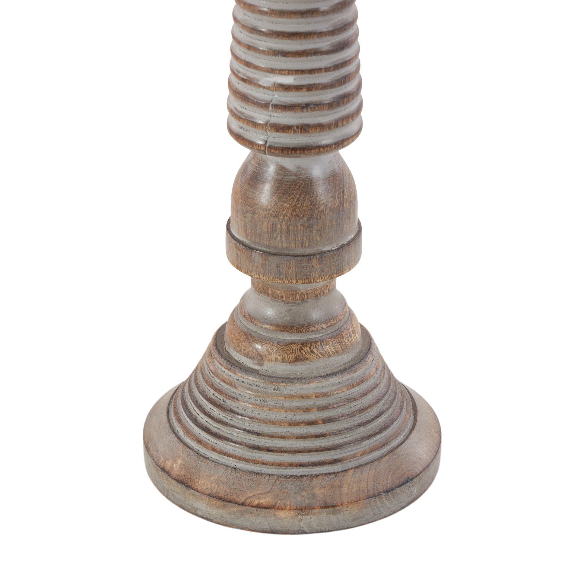 Set of 3 Light Gray Mango Wood Handmade Decorative Candle Holder