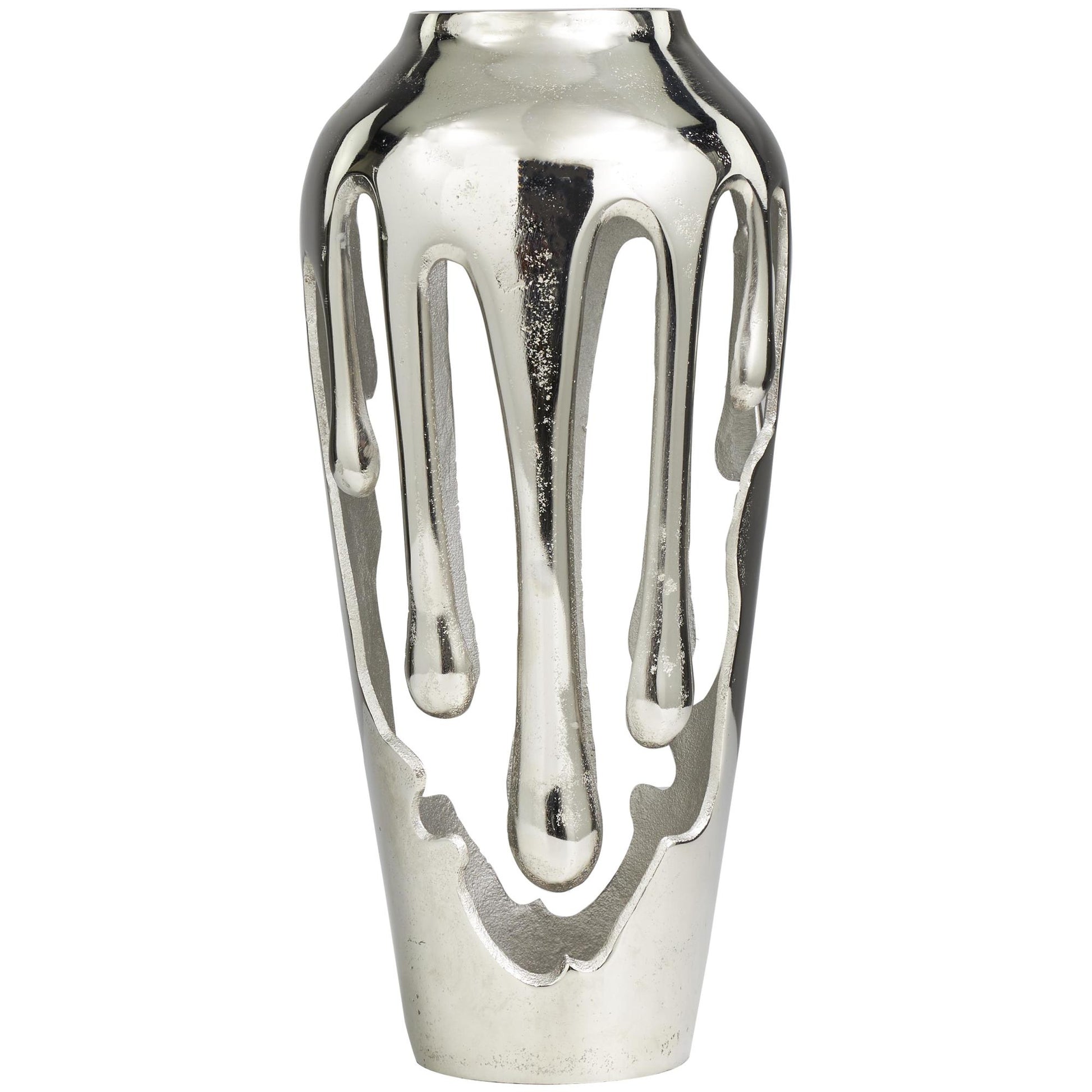 Abstract Aluminum Metal Drip Decorative Vase with Melting Designed Body
