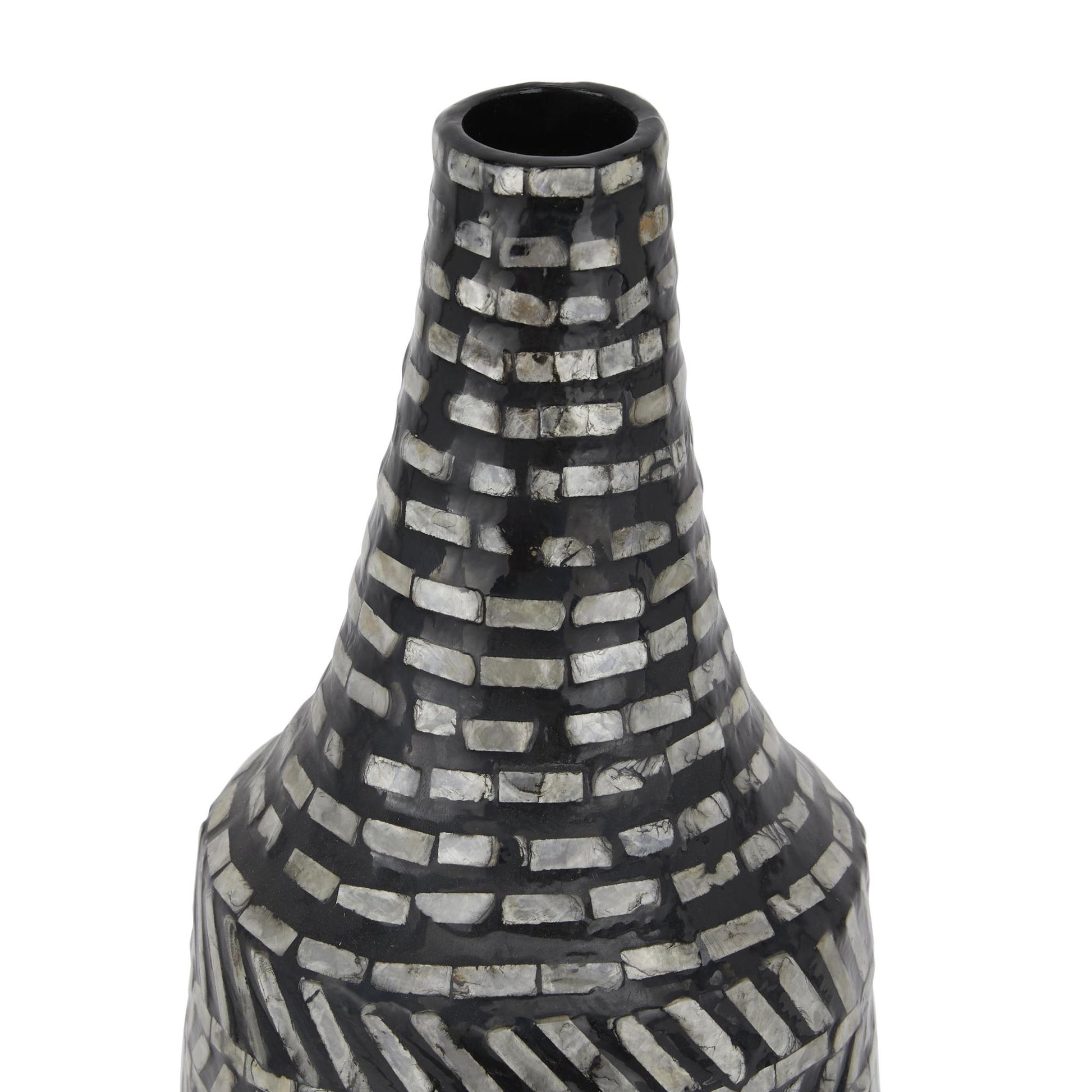 Tribal Black Mother of Pearl Shell Handmade Decorative Vase