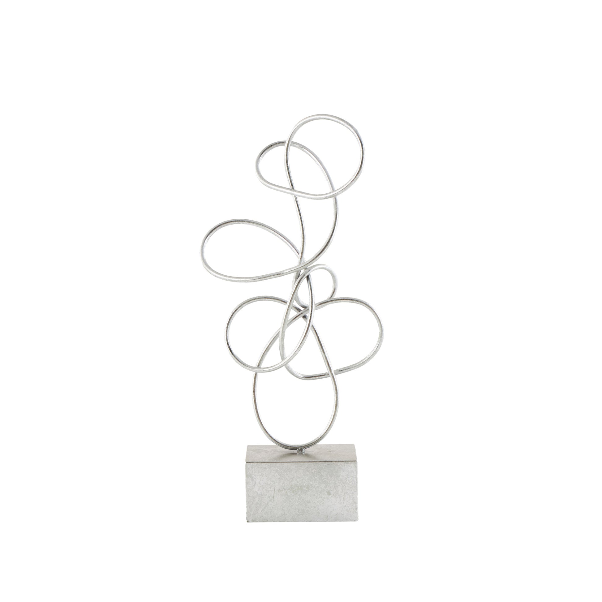 Abstract Silver Metal Swirl Decorative Sculpture