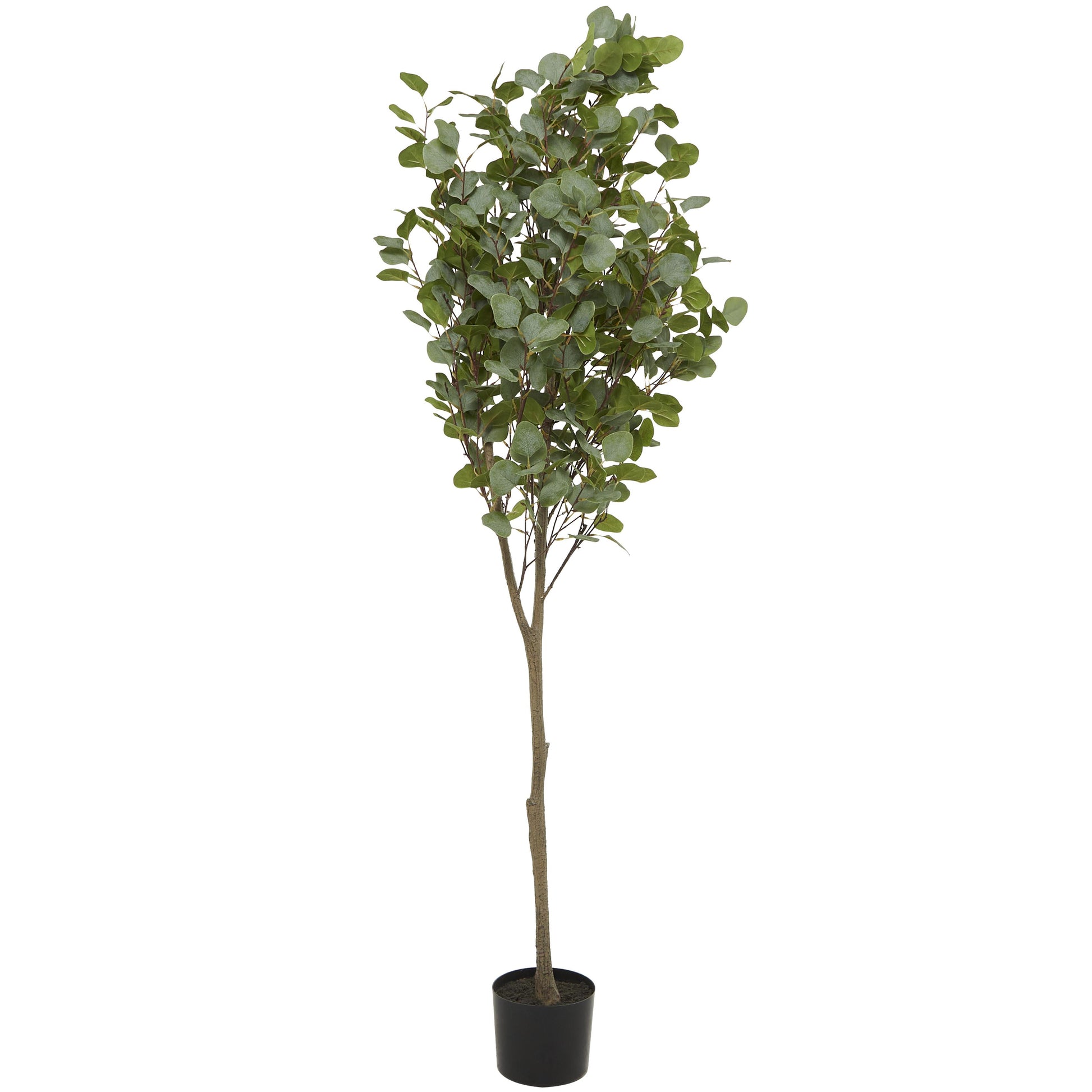 Eucalyptus Green Faux Foliage Indoor Outdoor Artificial Tree with Realistic Leaves and Black Pot