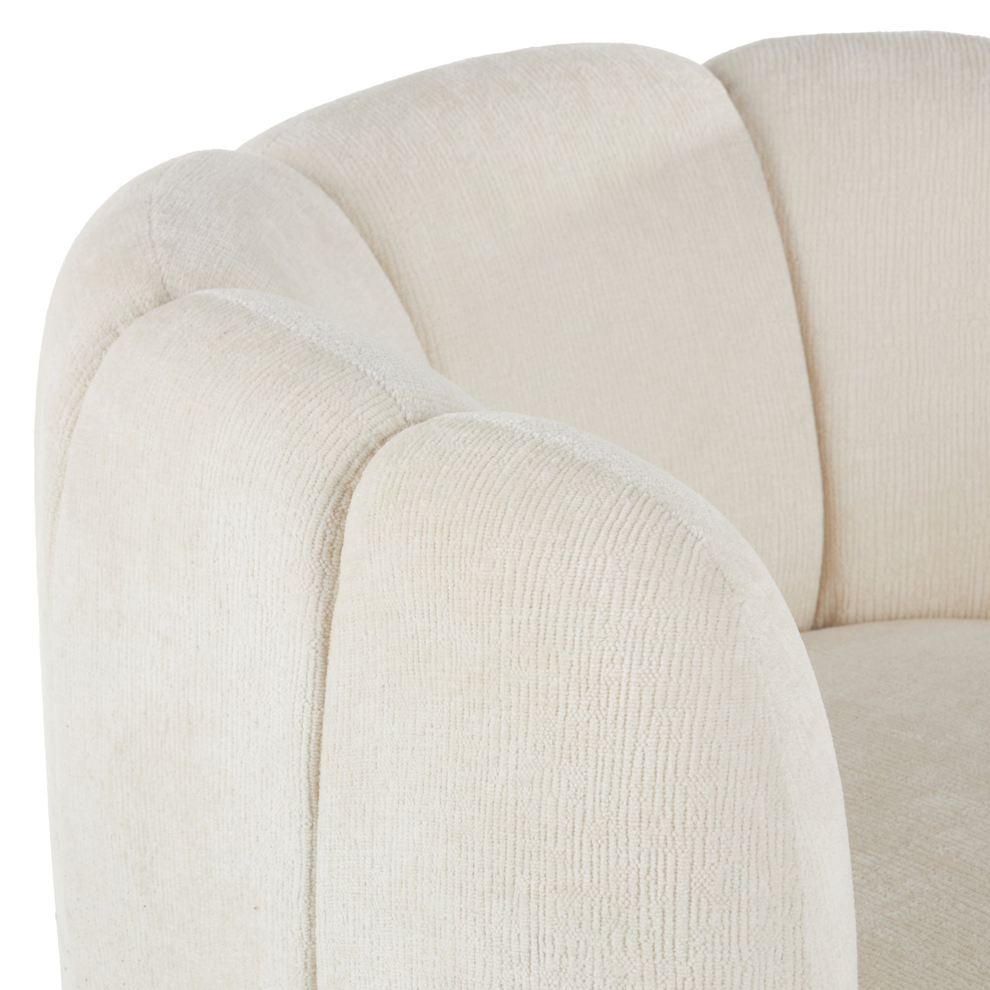 Cream Polyester Arched Swivel Living Room Accent Chair