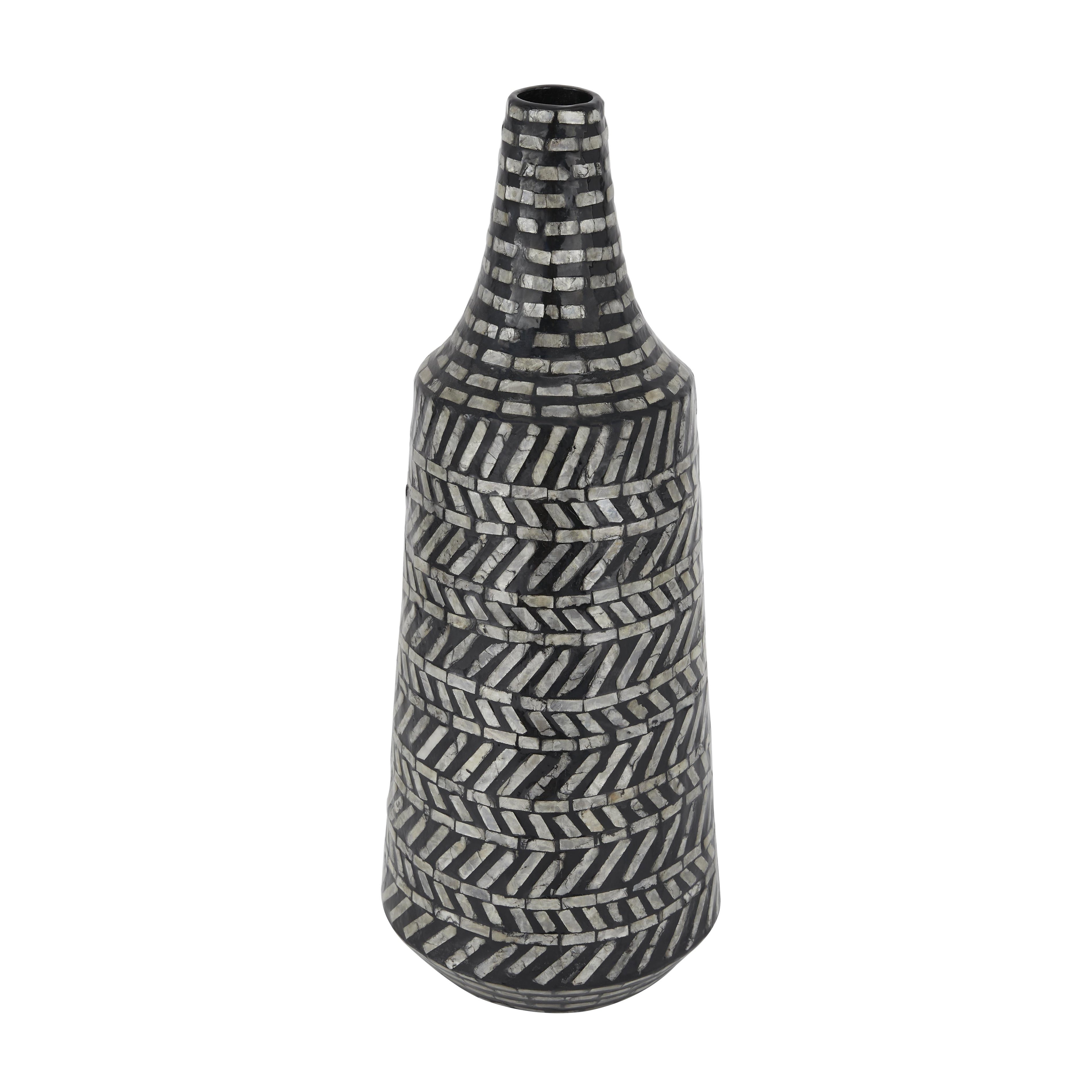 Tribal Black Mother of Pearl Shell Handmade Decorative Vase