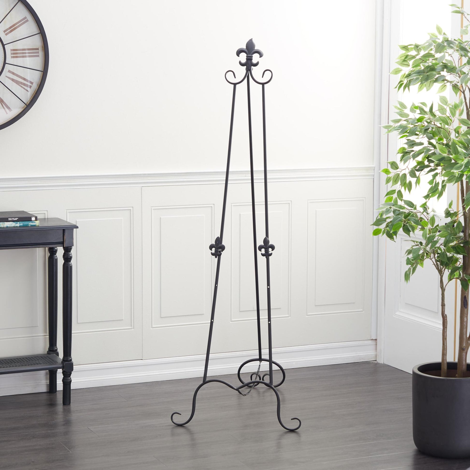 Scroll Black Metal Extra Large Adjustable 3 Tier Display Easel with Chain Support