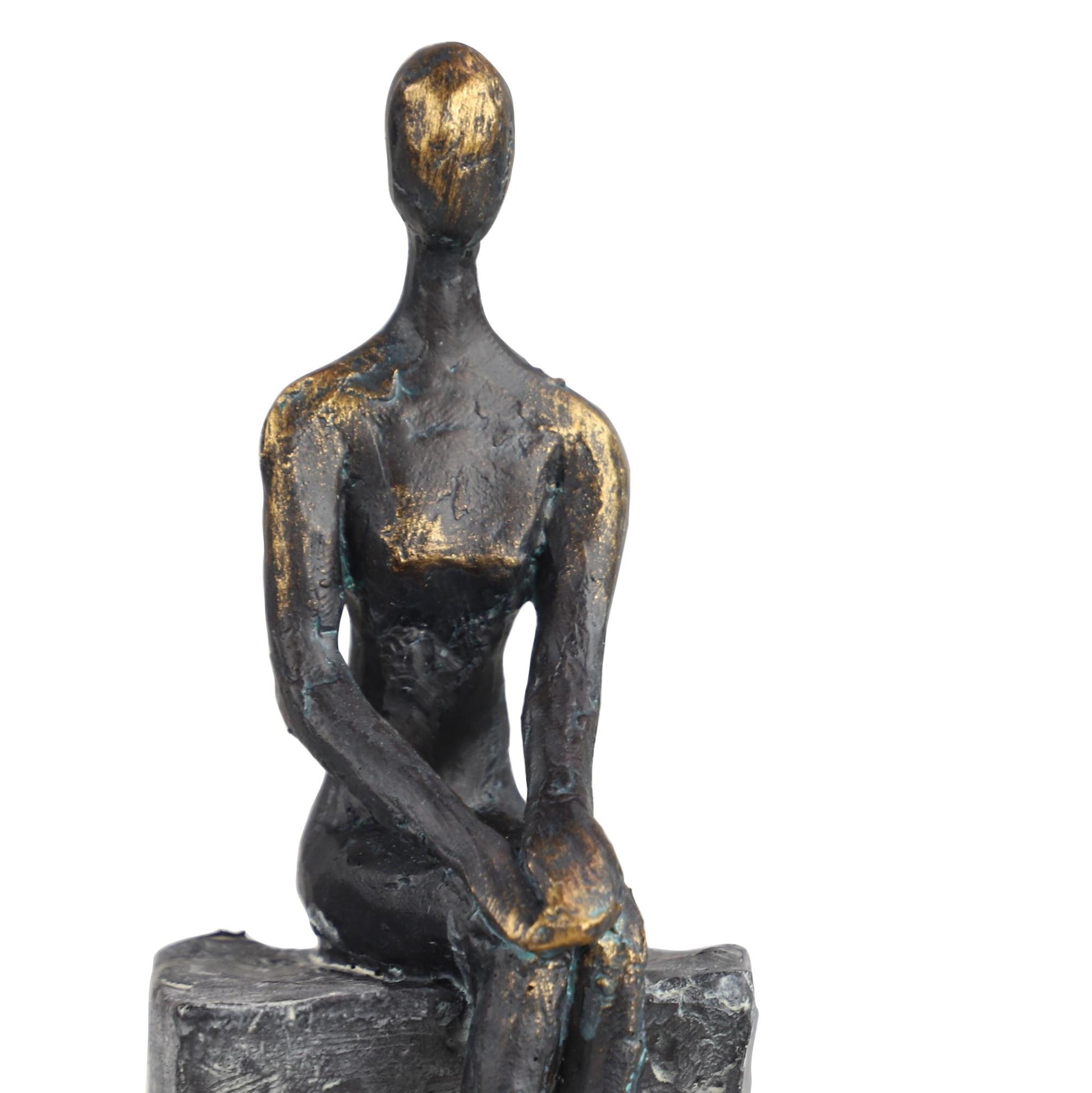 People Black Polystone Decorative Sculpture with Stairs