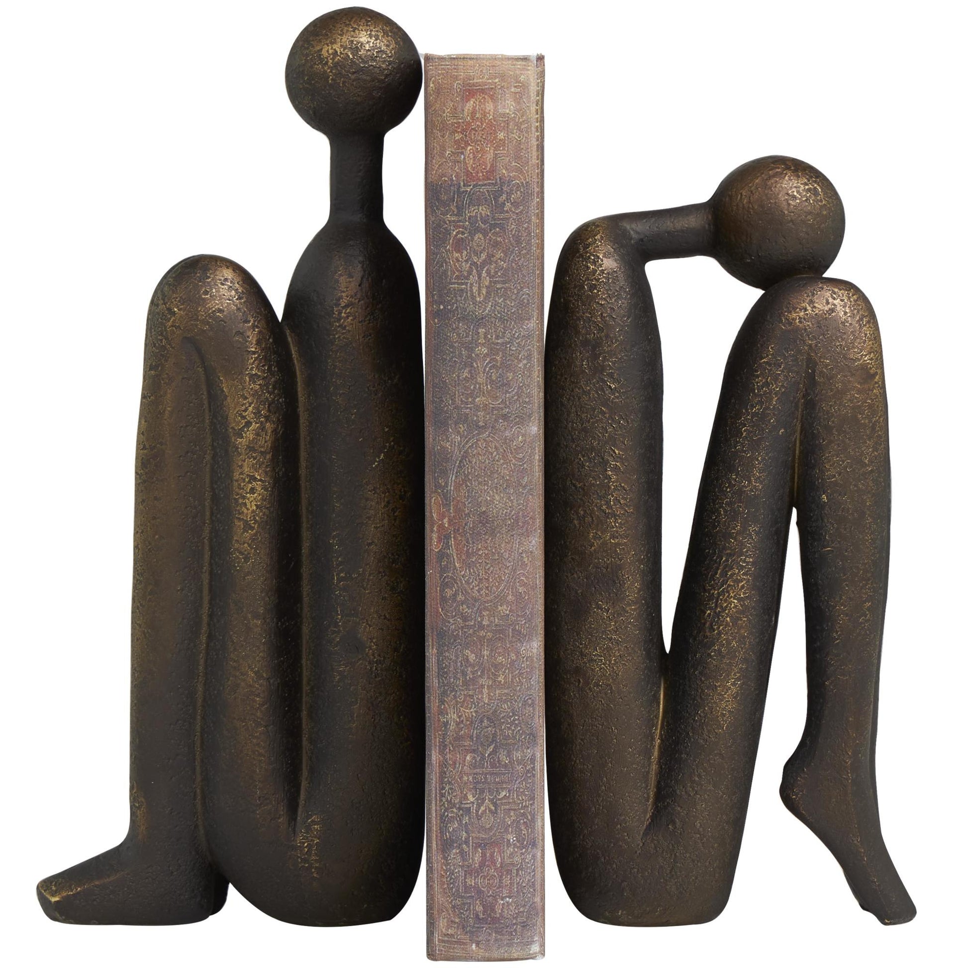 Set of 2 People Polystone Decorative Bookends