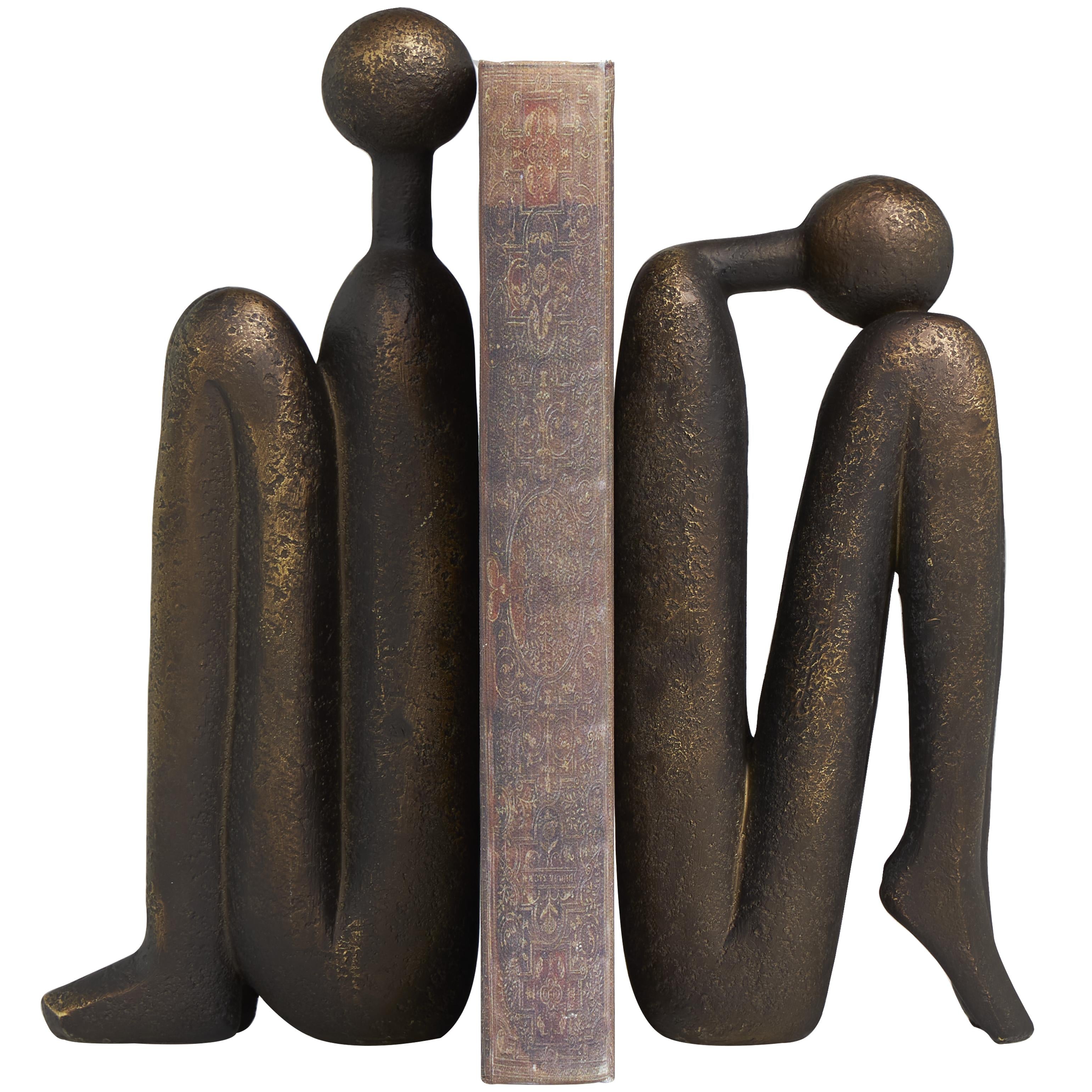 Set of 2 People Polystone Decorative Bookends