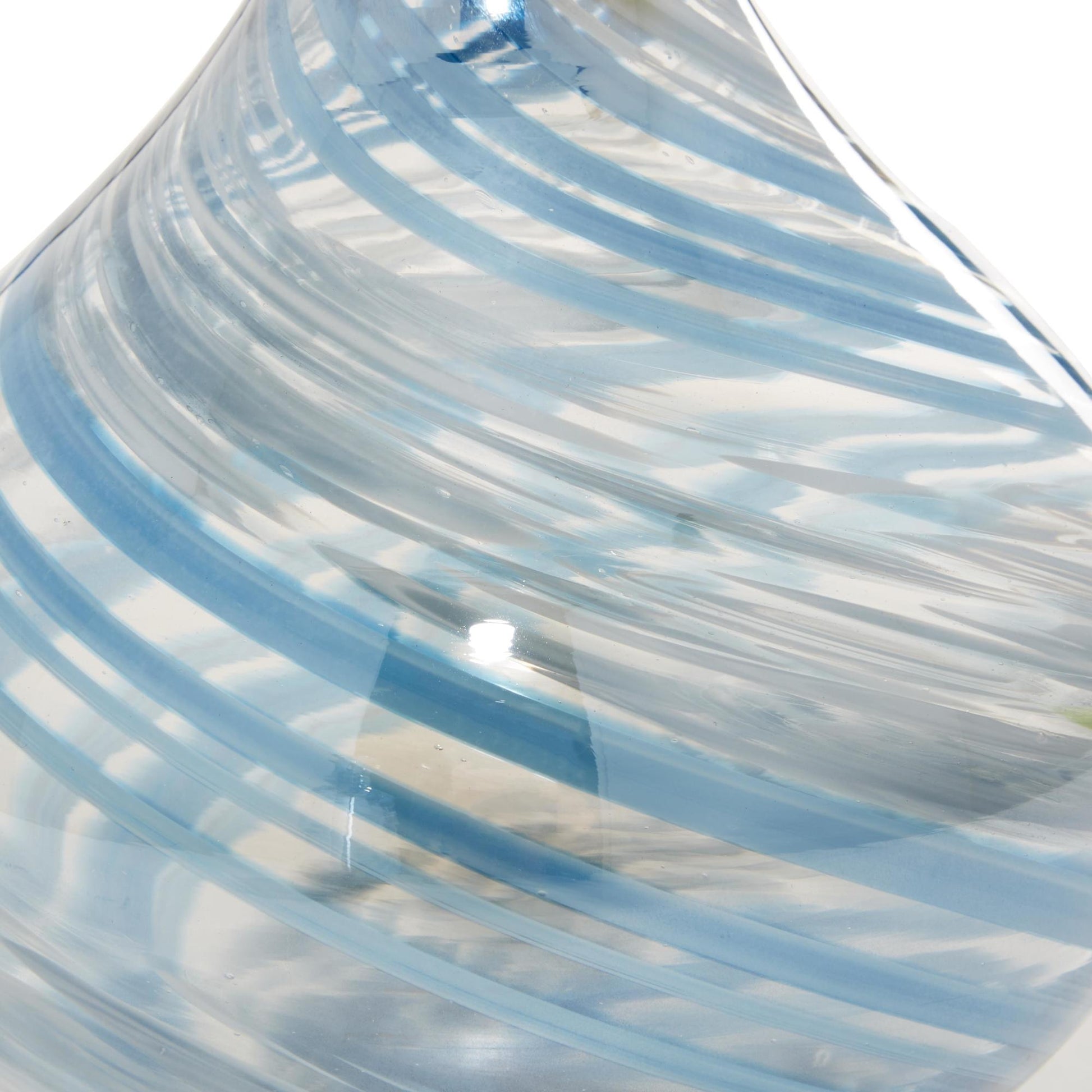 Set of 2 Blue Glass Handmade Blown Decorative Vase