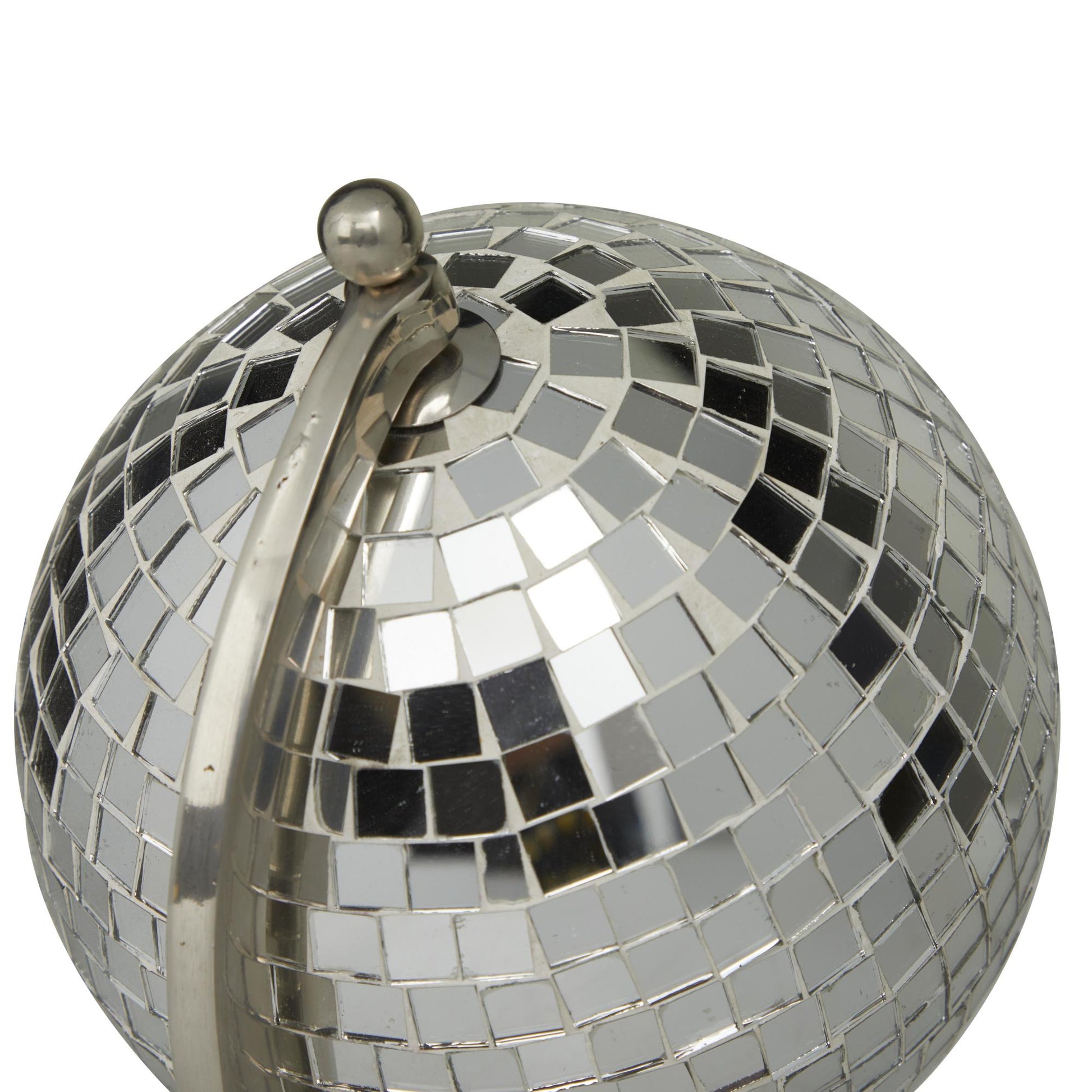 Silver Stainless Steel Metal Disco Ball Style Educational/Geographic Earth Globe