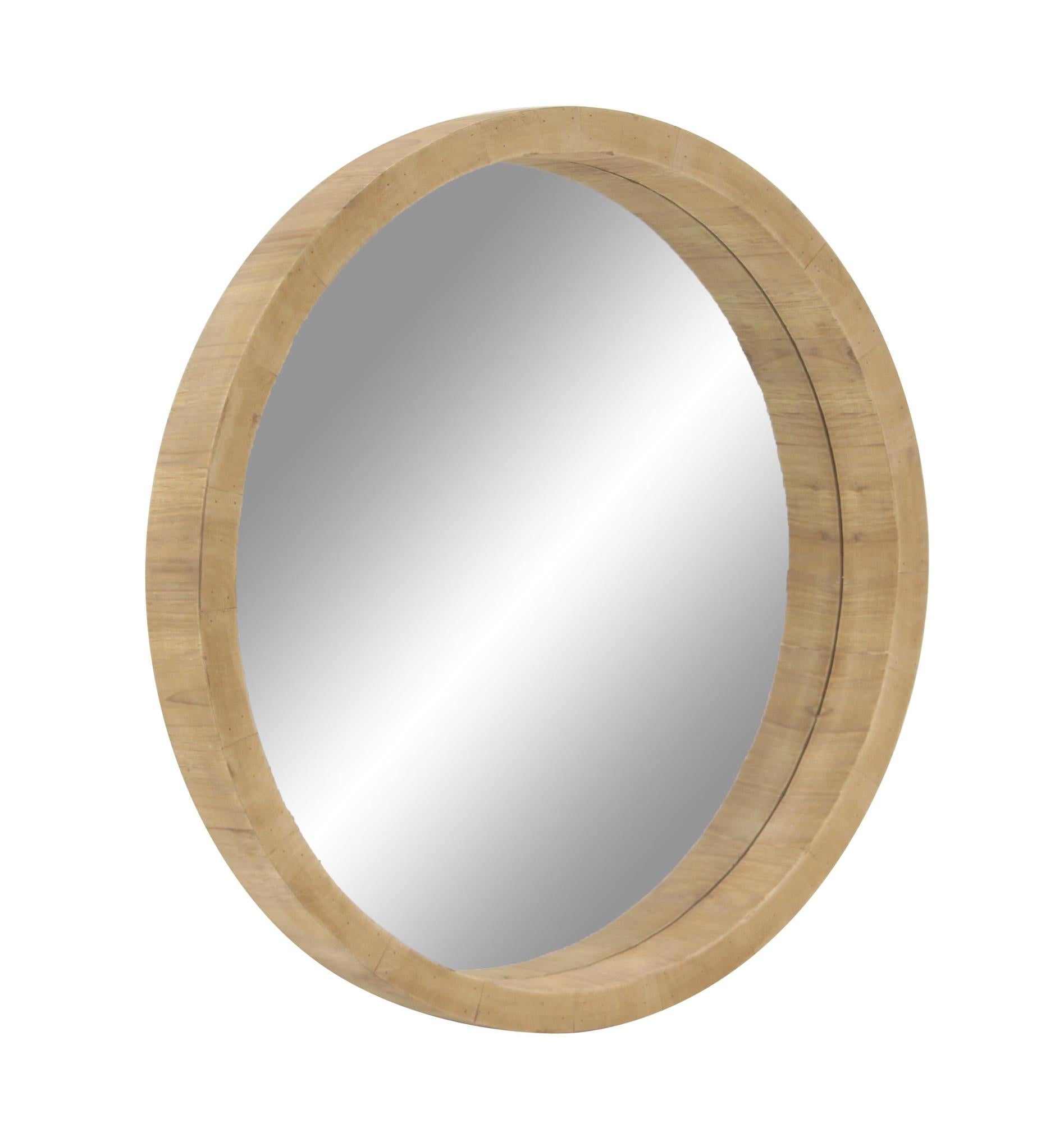 Brown Wood Room Wall Mirror with Natural Wood Grains