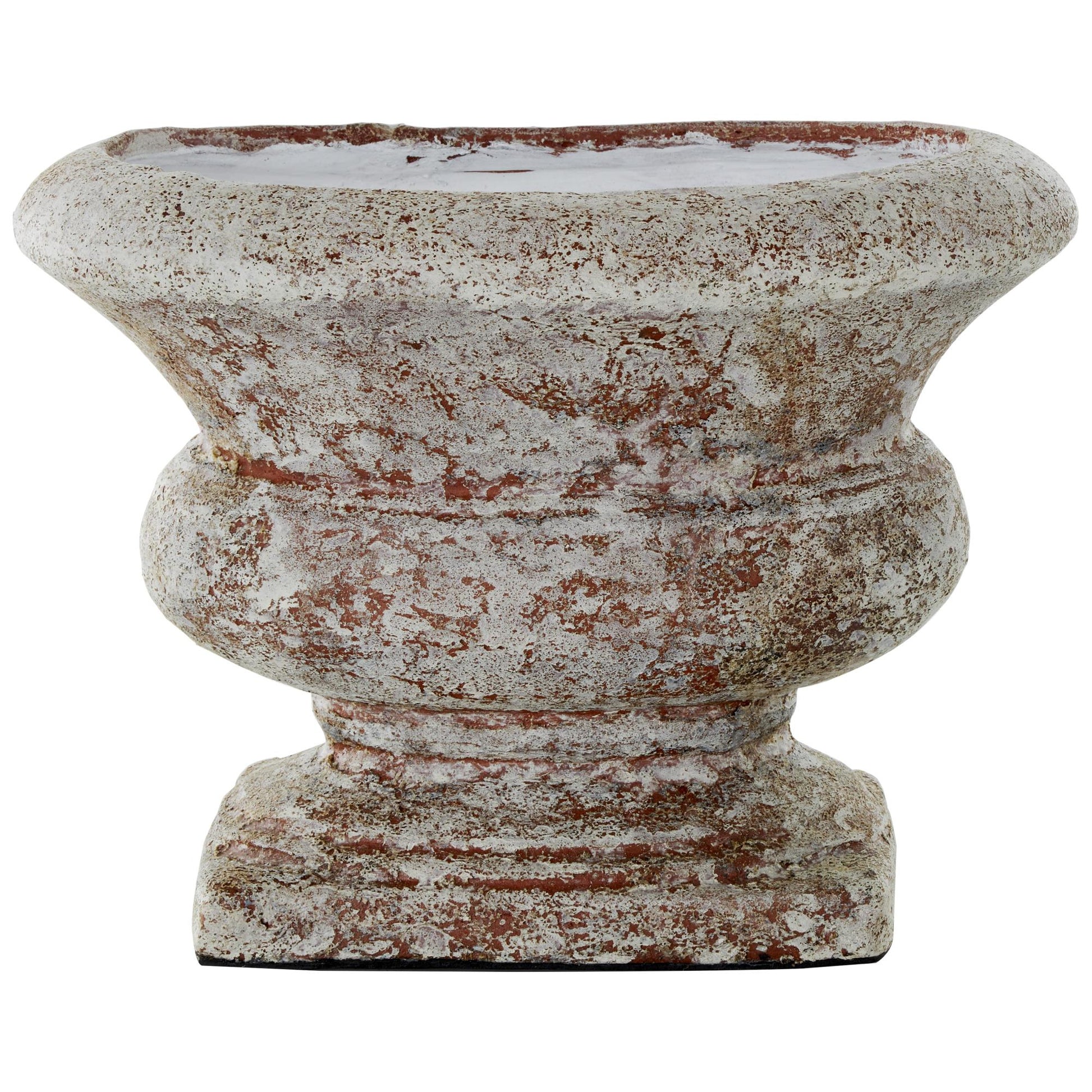 Brown Ceramic Antique Style Textured Wide Decorative Vase with Copper Accents