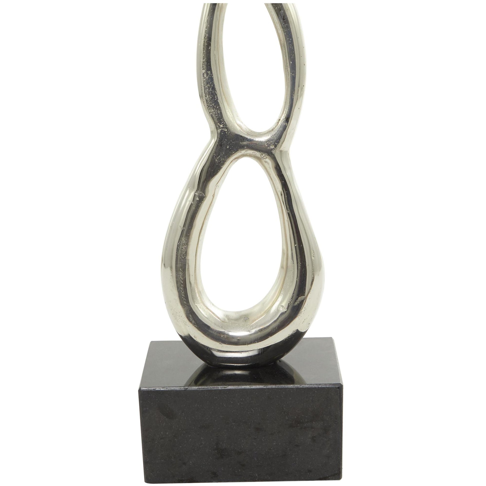 Abstract Aluminum Metal Tall Linked Floor Decorative Sculpture with Black Base