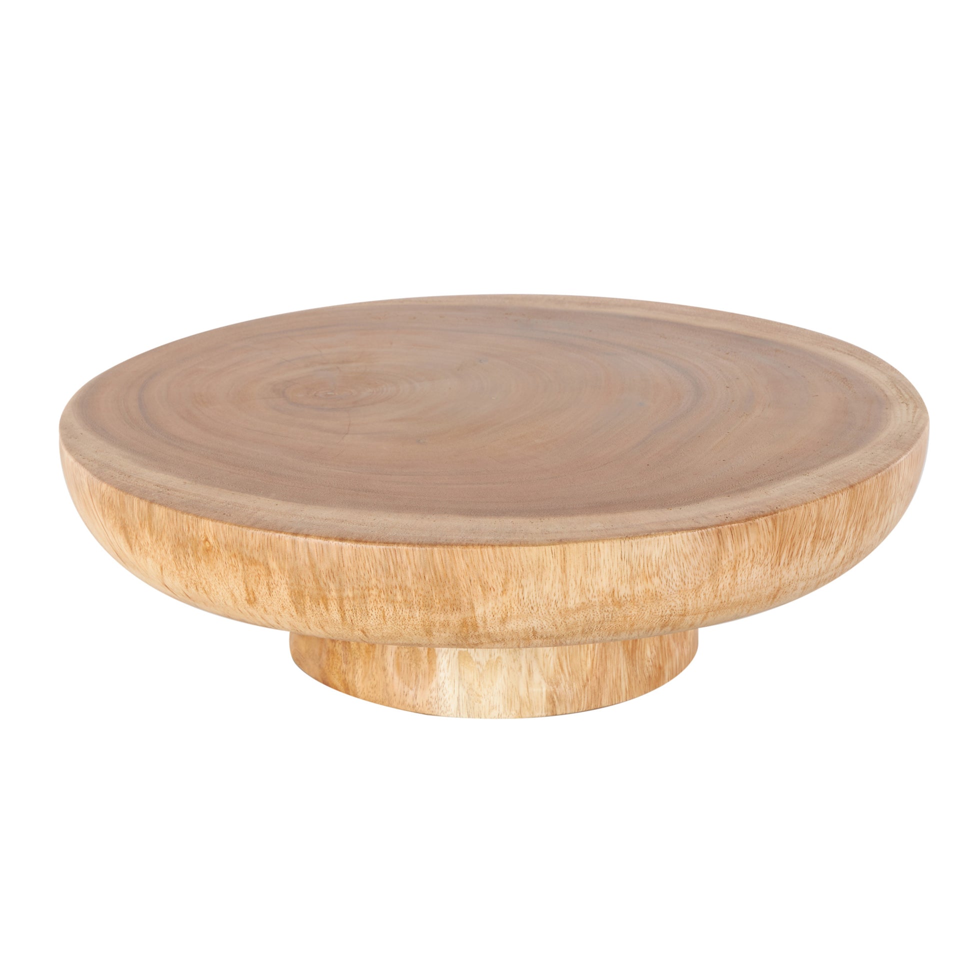 Brown Teak Wood Handmade Large Decorative Bowl with Elevated Base