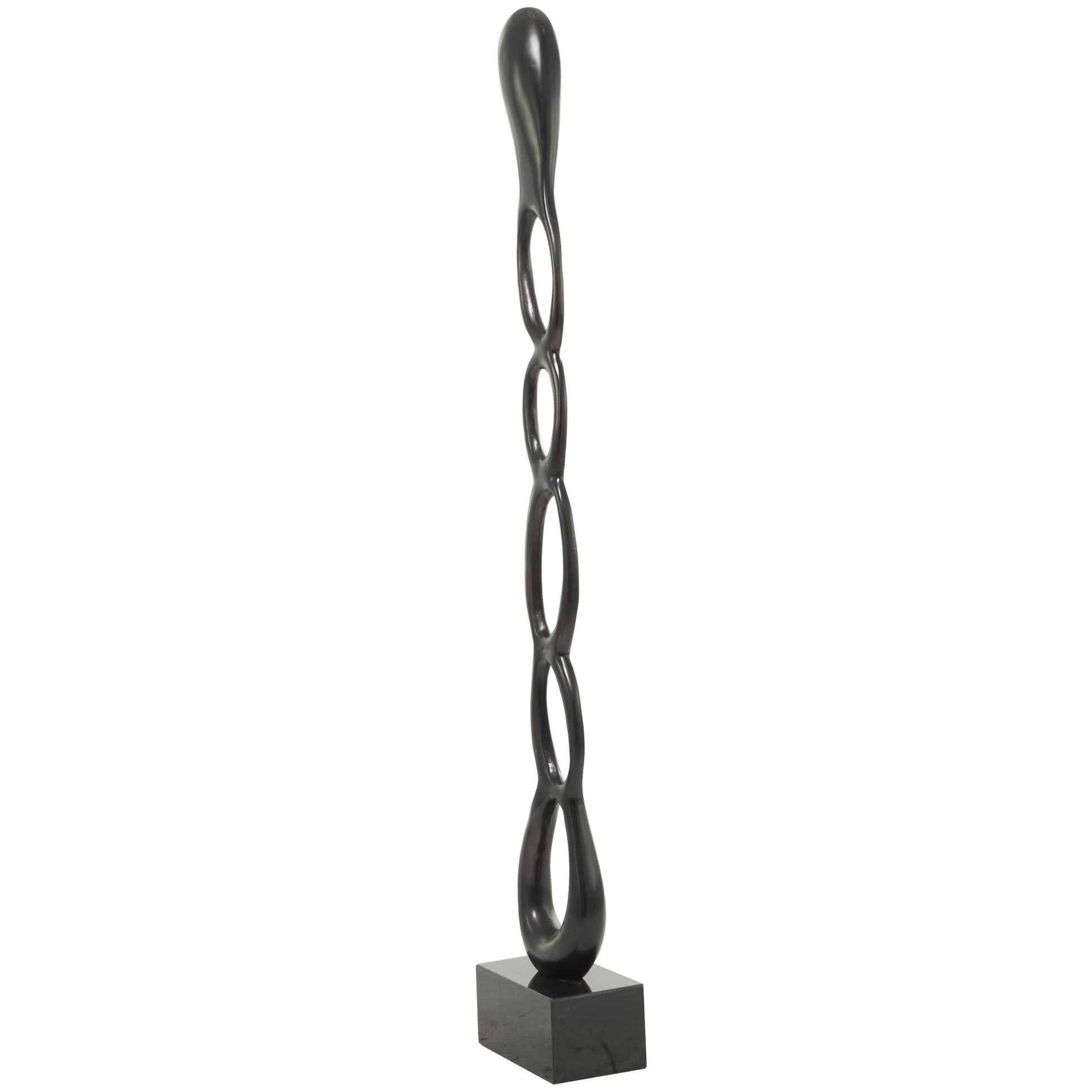 Abstract Aluminum Metal Tall Linked Floor Decorative Sculpture with Black Base