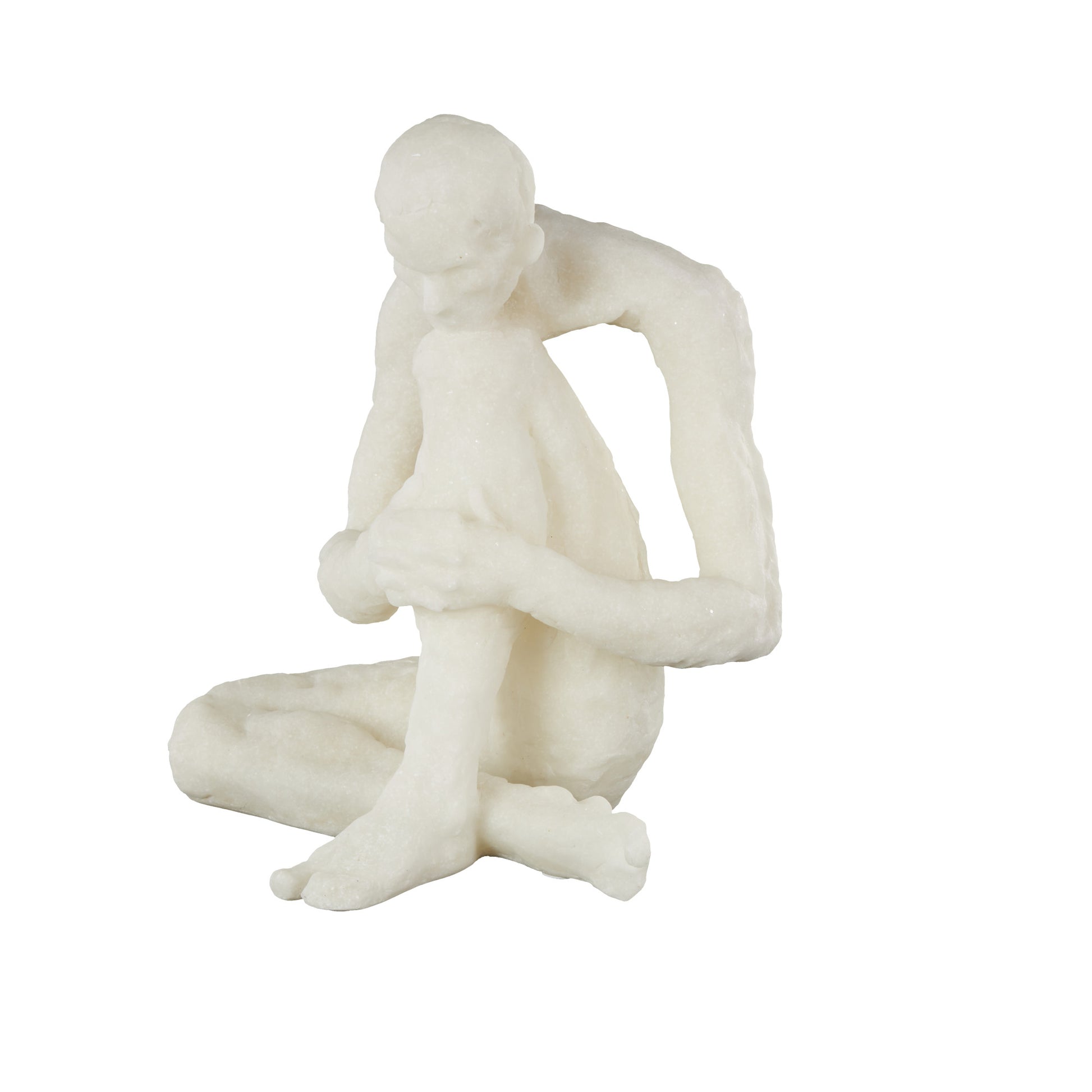 People White Polystone Thinking Decorative Sculpture with Shimmer