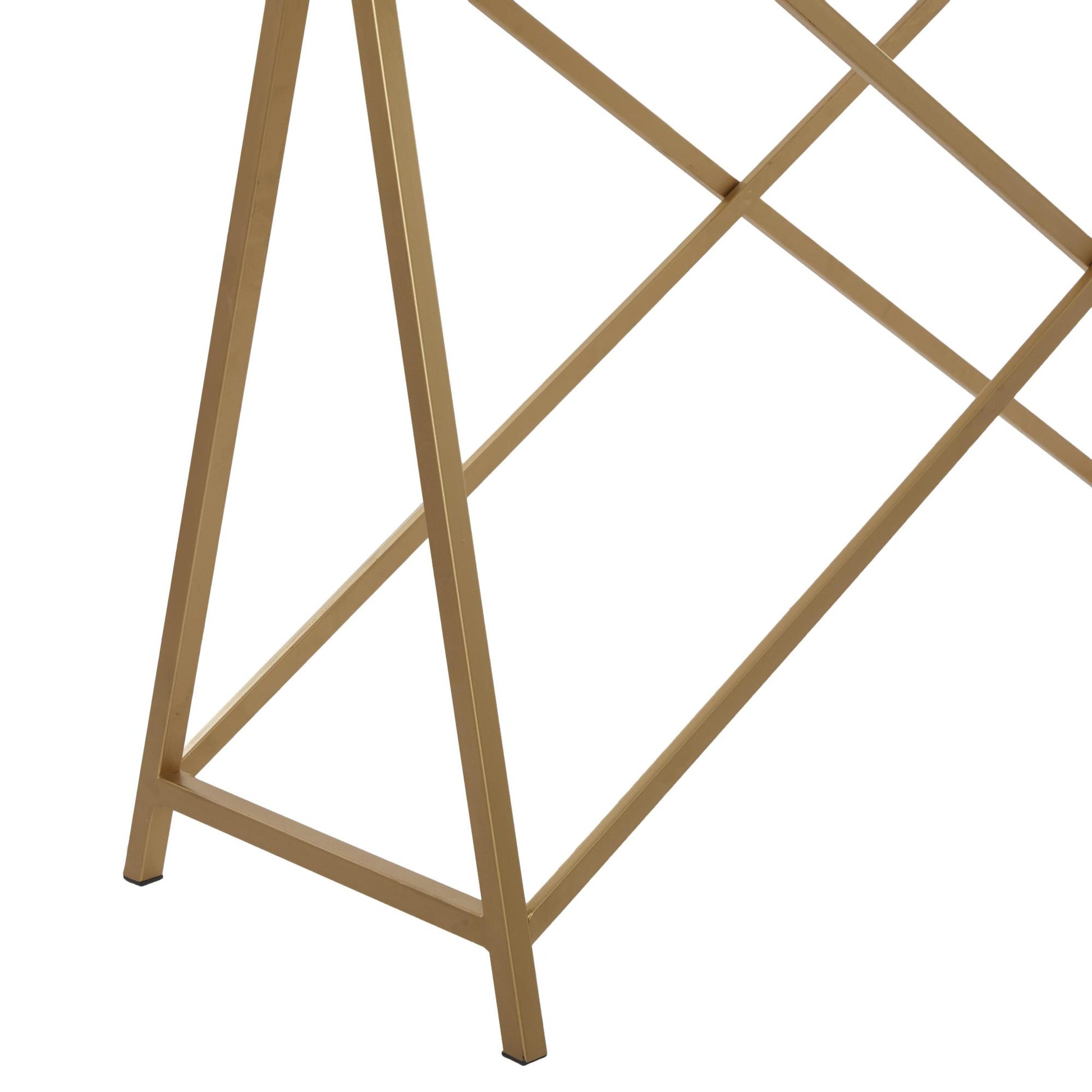 White Marble Rectangular Living Room Console Table with Gold Metal Stand