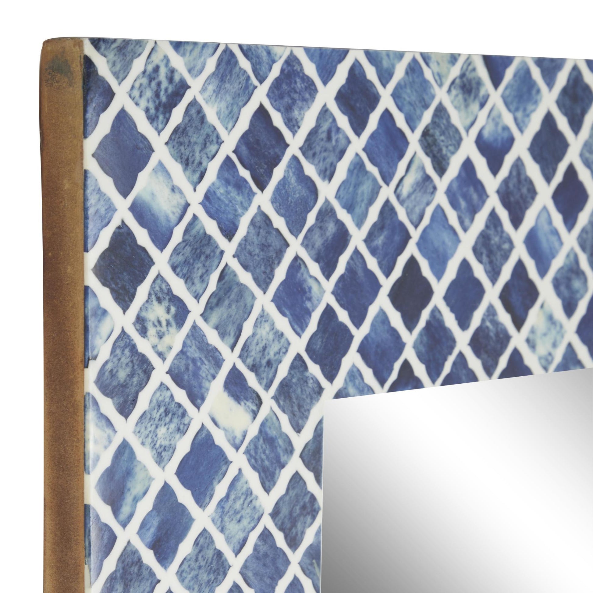 Blue Bone Quatrefoil Bone Inlay Room Wall Mirror