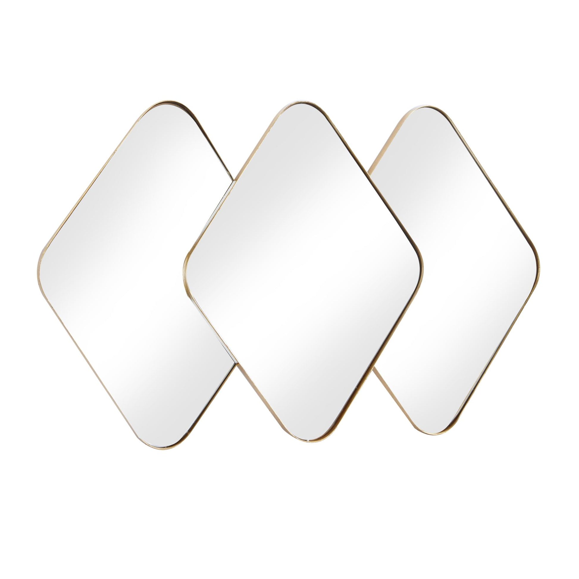 CosmoLiving by Cosmopolitan Gold Metal Overlapping Diamond Room Wall Mirror with Gold Frame
