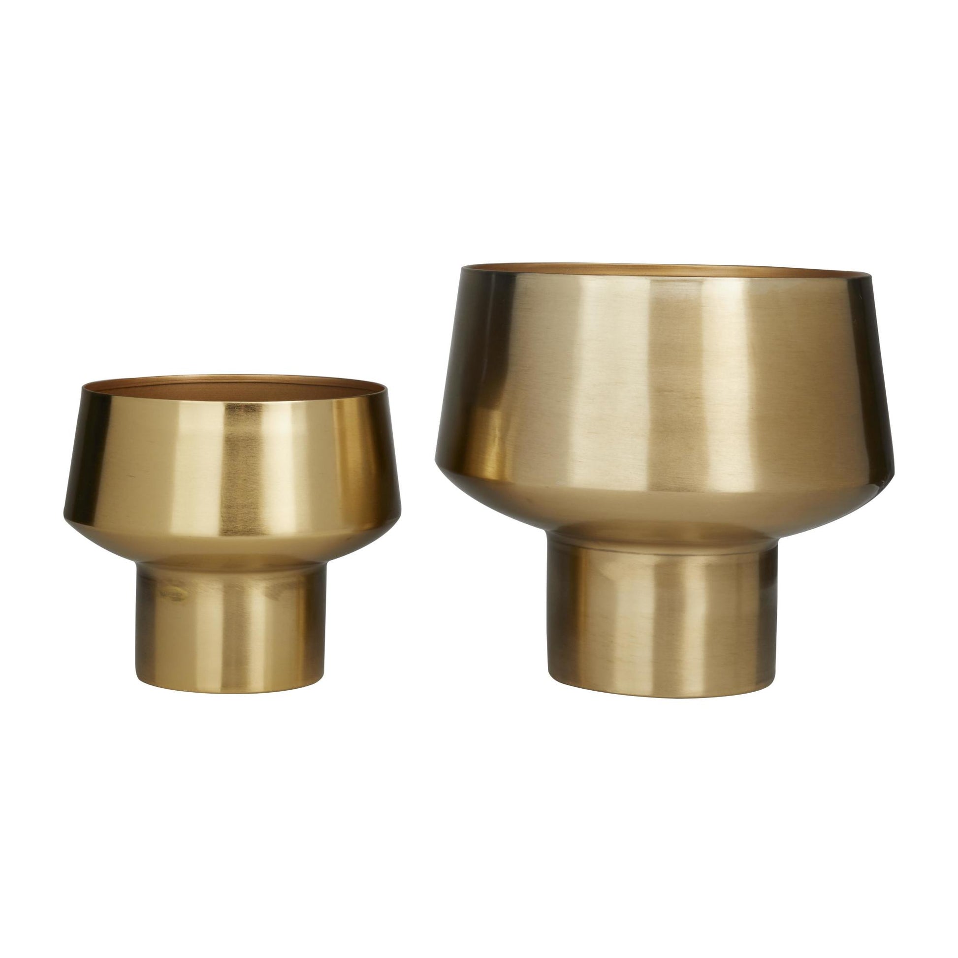 Set of 2 Gold Metal Indoor Outdoor Planter with Elevated Base
