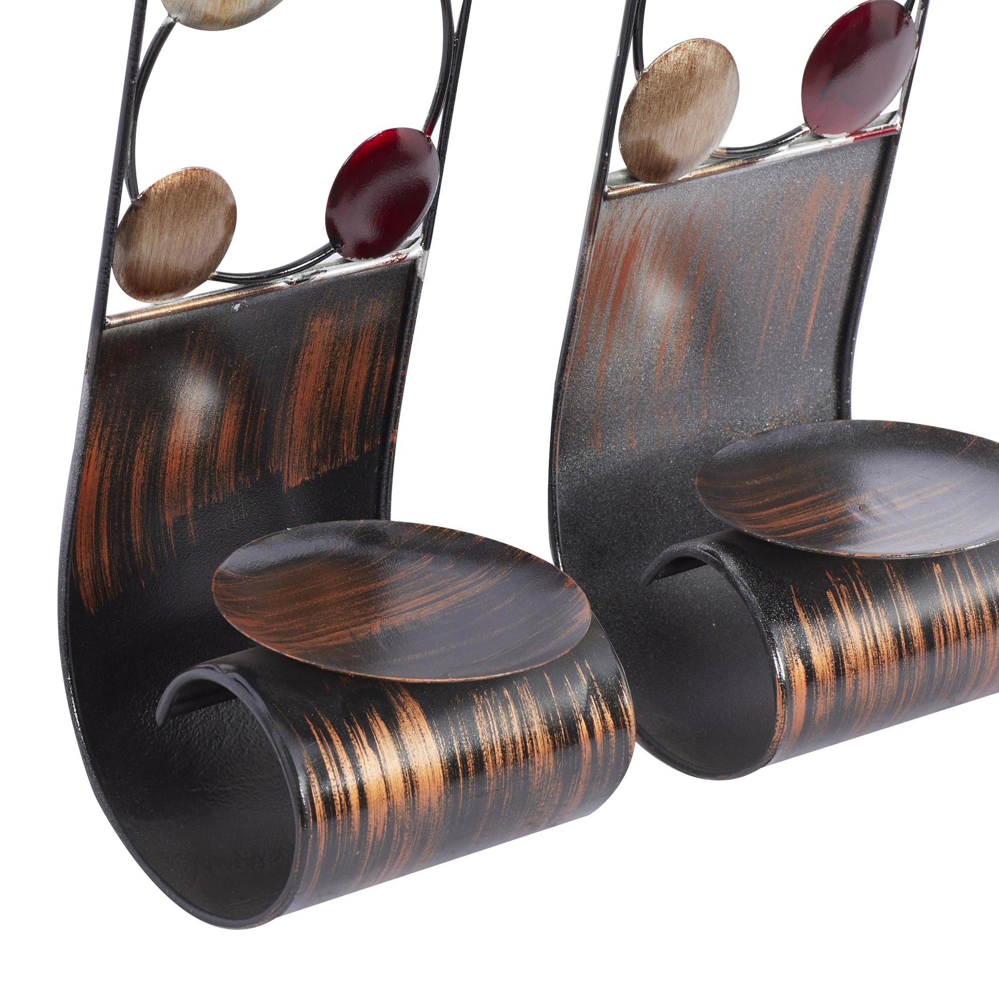 Set of 2 Brown Metal 2 Candle Indoor Outdoor Wall Sconce