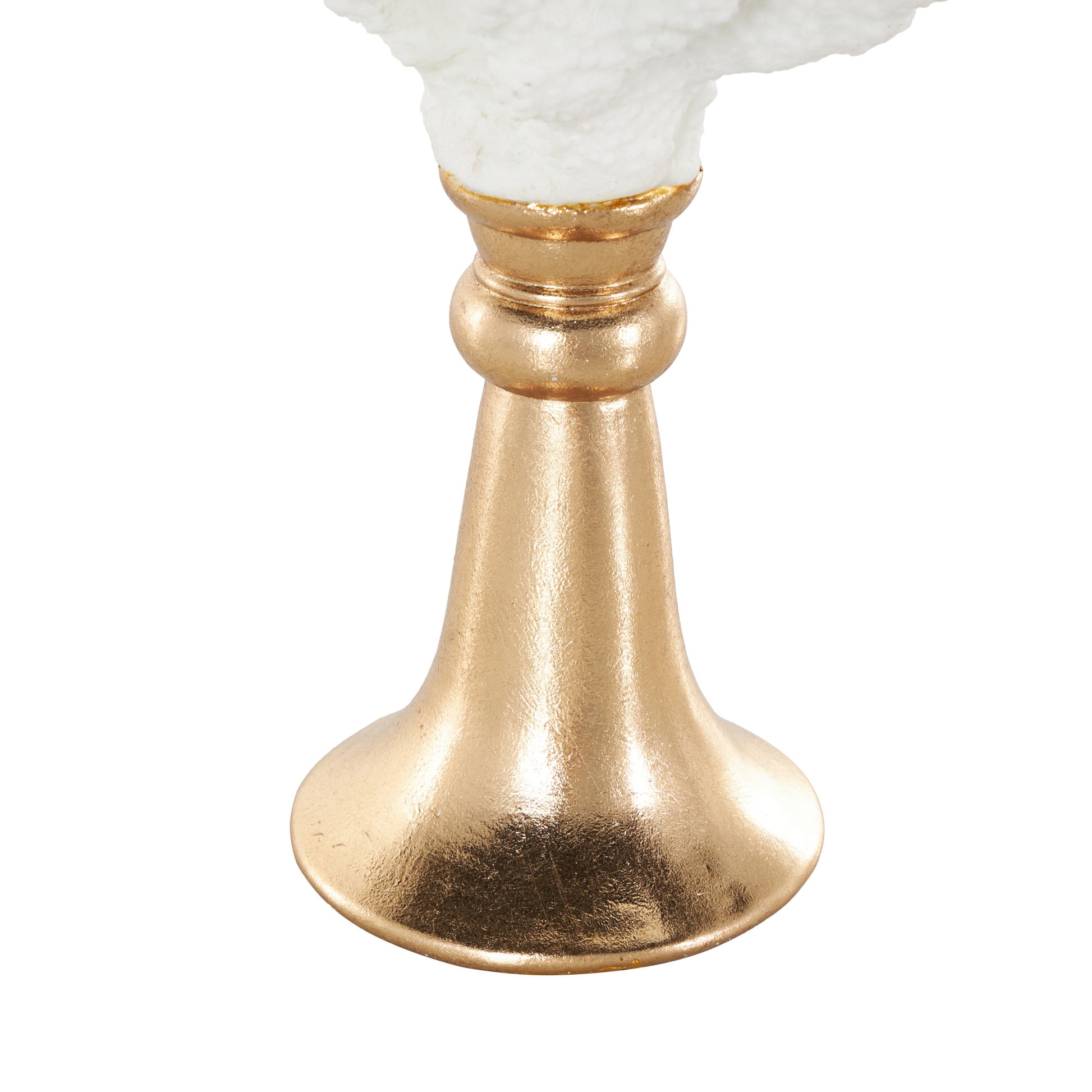 Coral White Resin Textured Decorative Sculpture with Round Copper Base