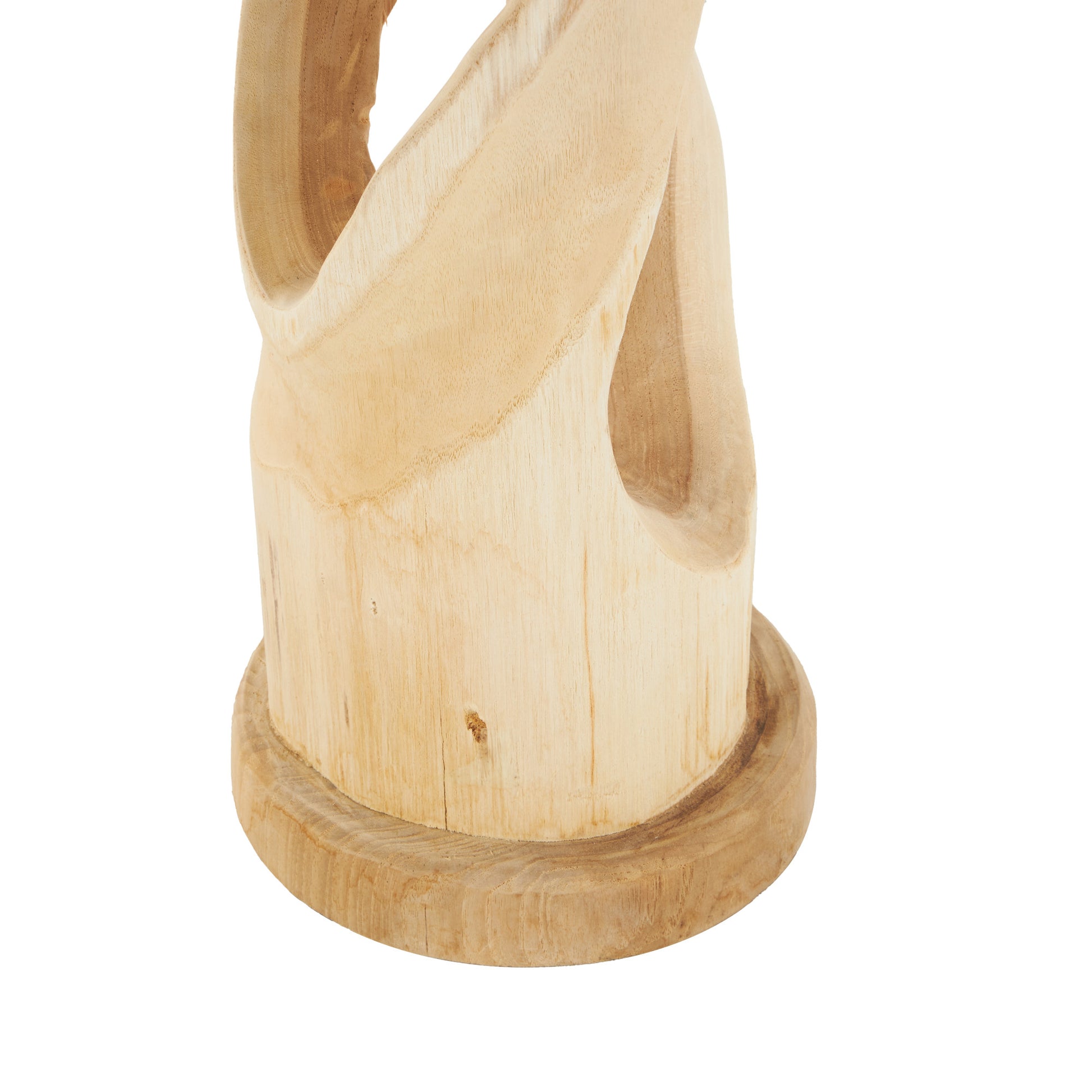 Abstract Light Brown Teak Wood Handmade Live Edge Intertwined Post Floor Decorative Sculpture