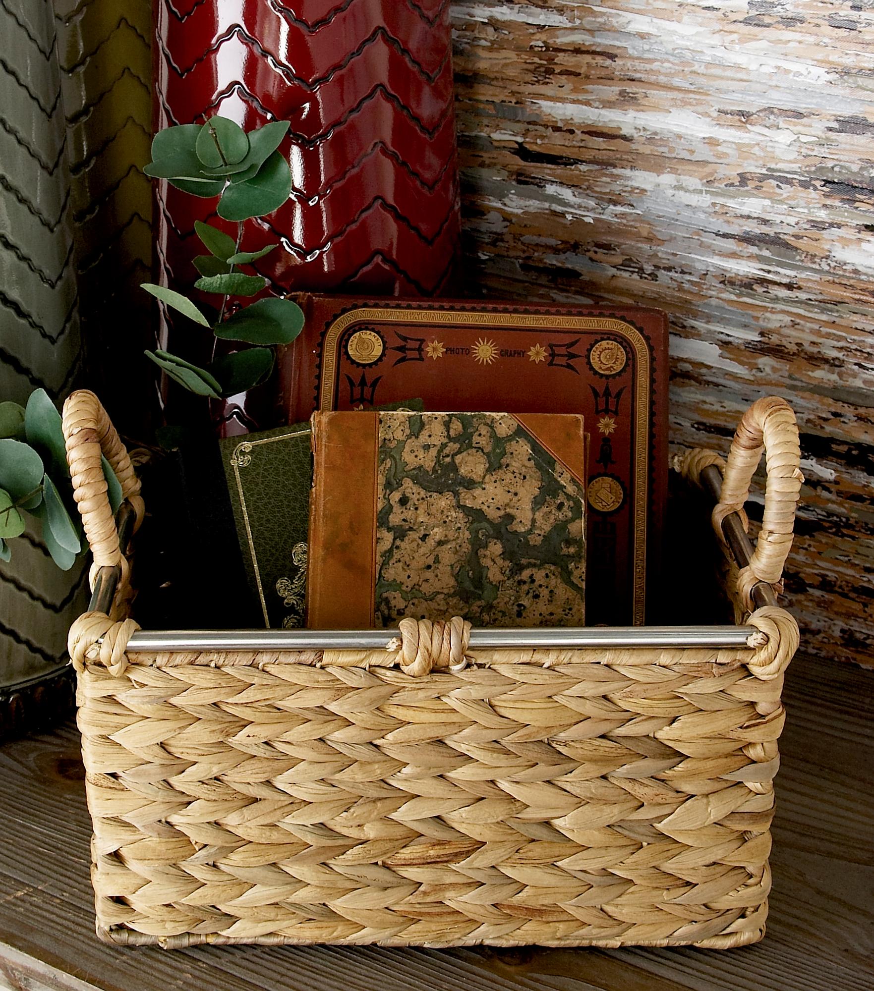 Set of 3 Light Brown Seagrass Handmade Decorative and Functional Storage Basket with Handles