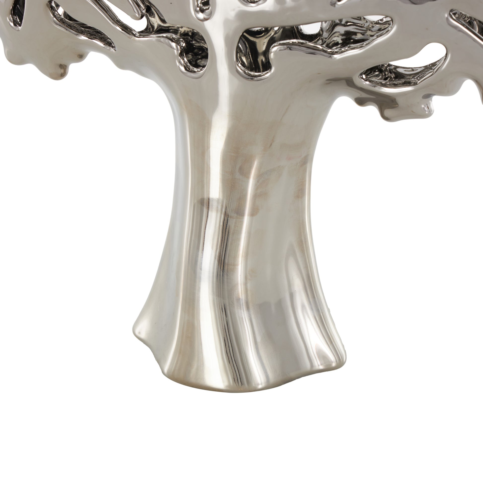 Tree Ceramic Glossy Decorative Sculpture with Abstract Cutouts