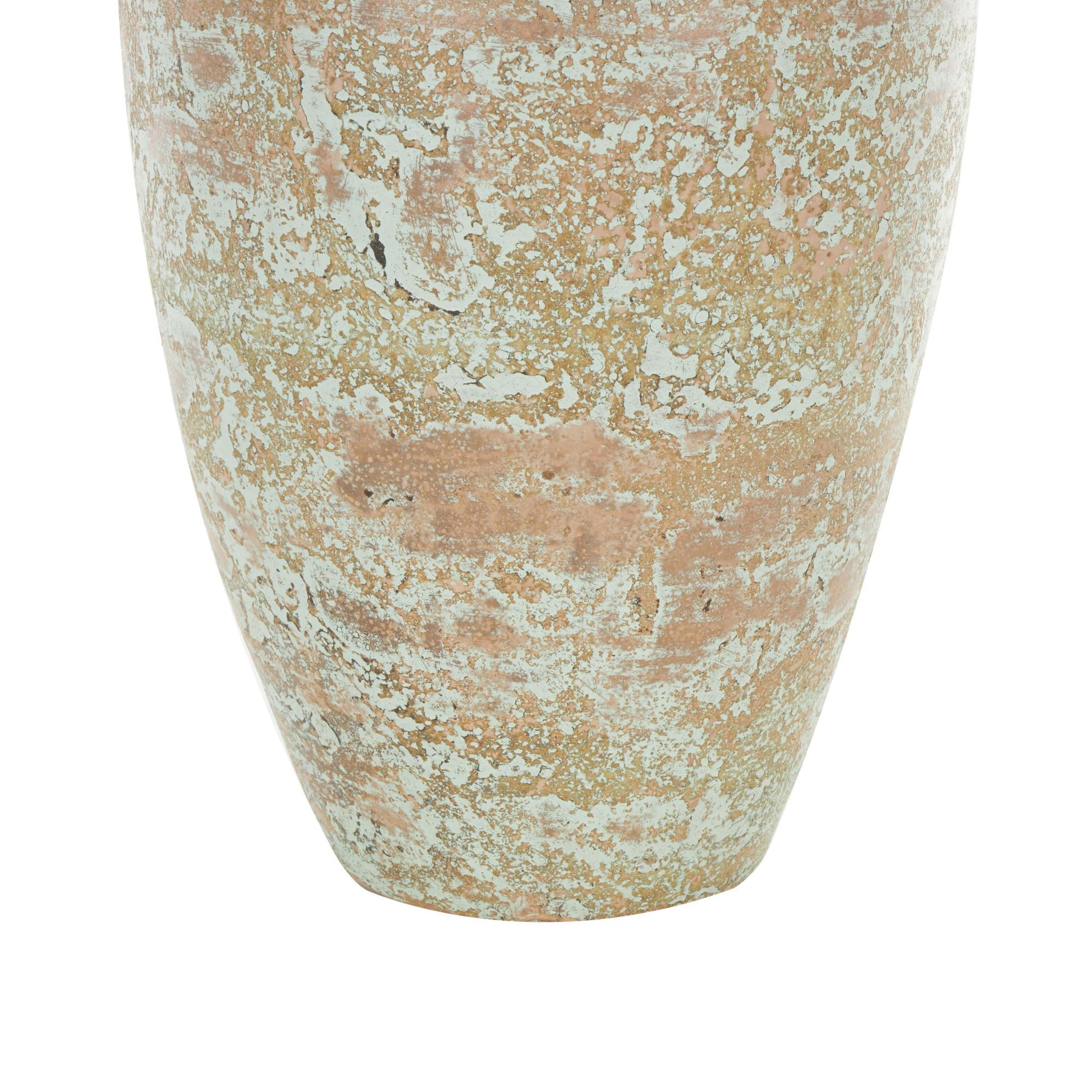 Brown Ceramic Antique Style Textured Patina Decorative Vase