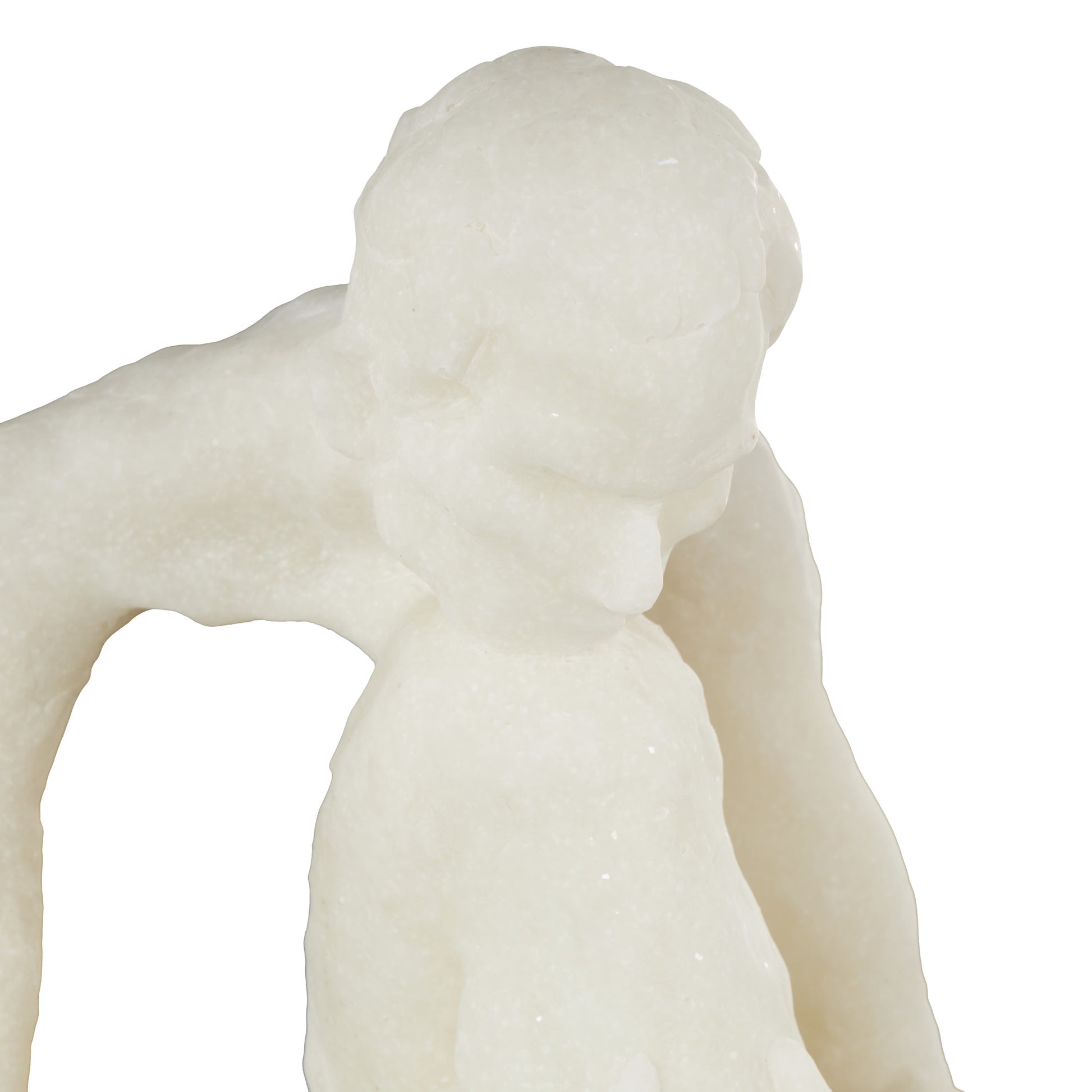 People White Polystone Thinking Decorative Sculpture with Shimmer