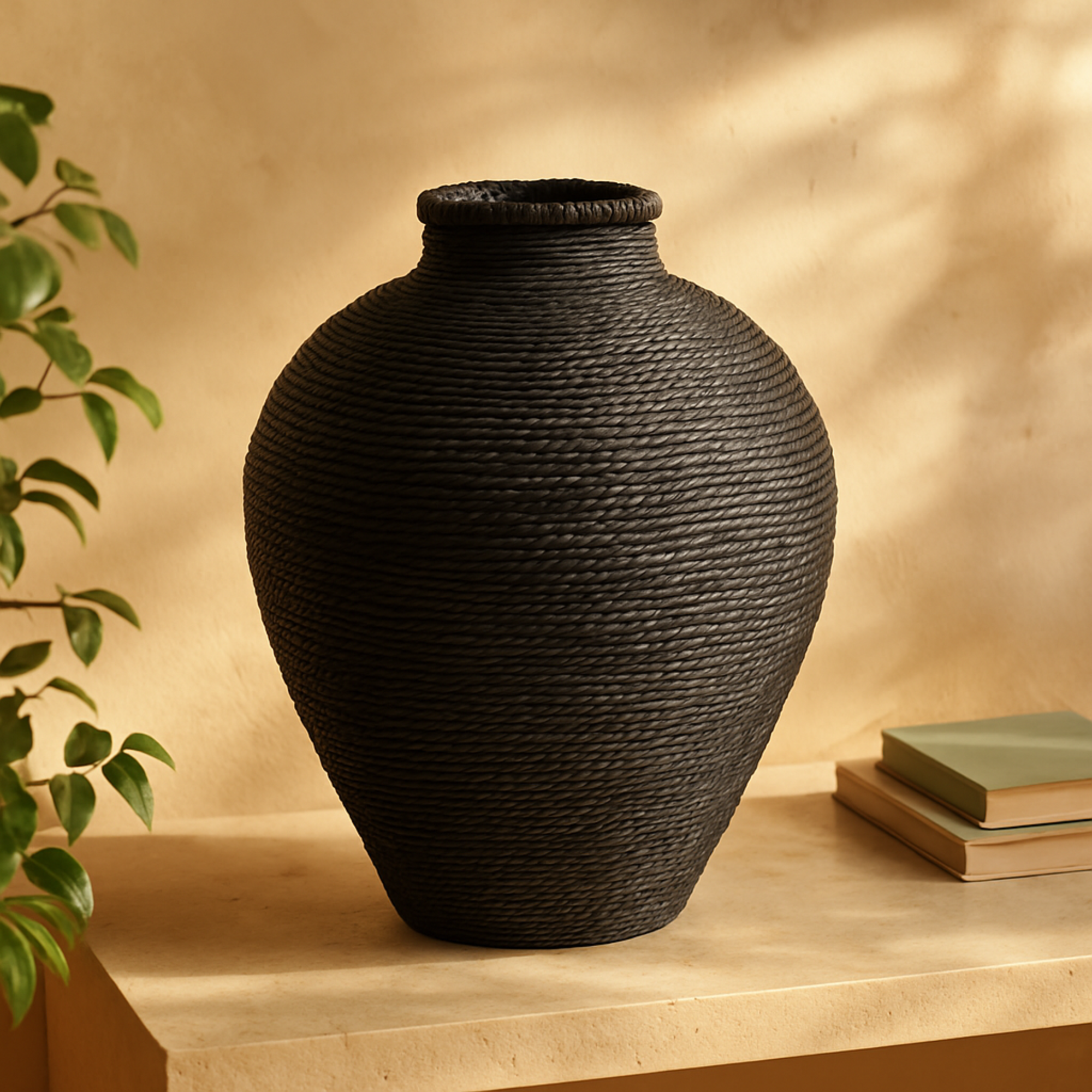 Black Metal Handmade Wrapped Pot Decorative Vase