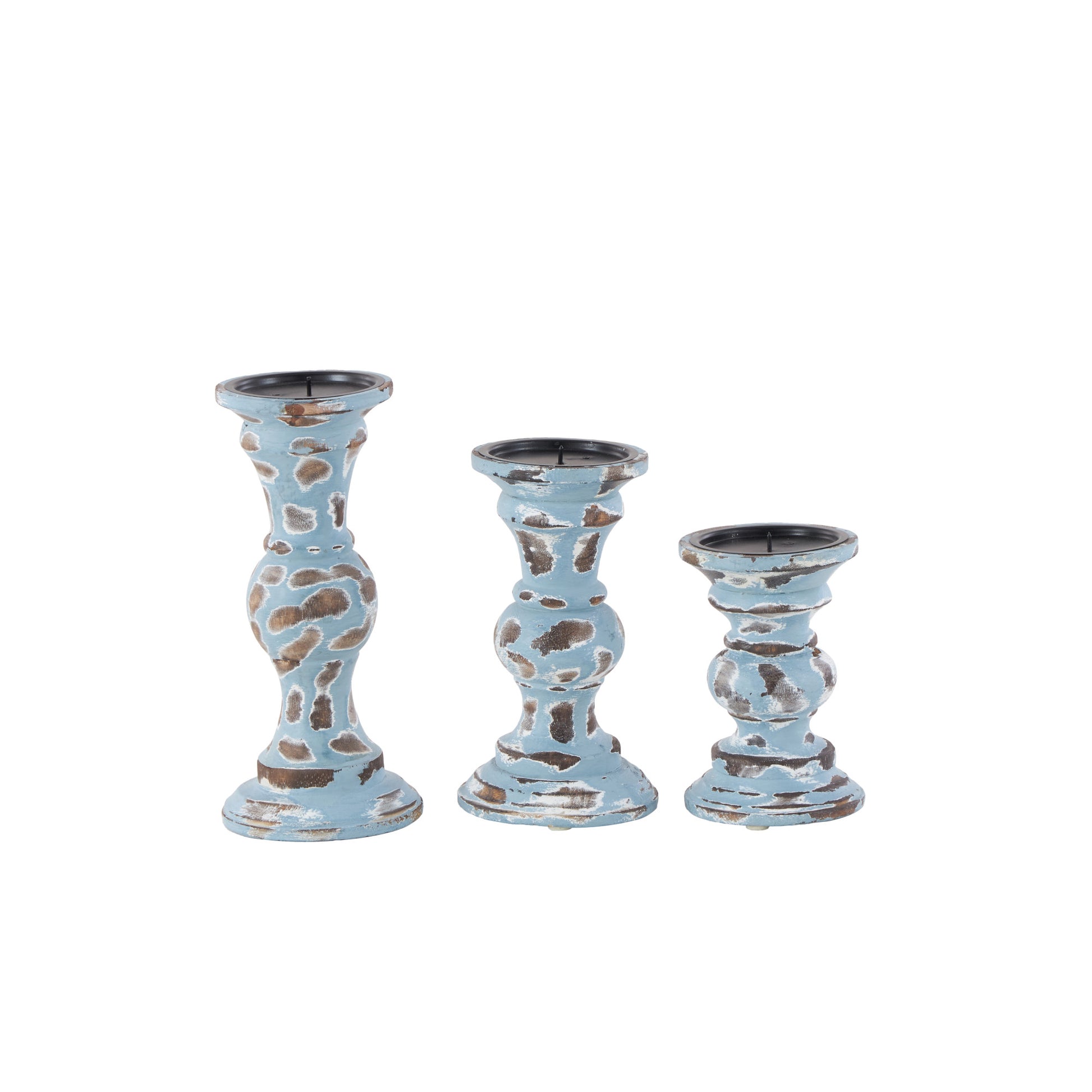 Set of 3 Wood Decorative Candle Holder