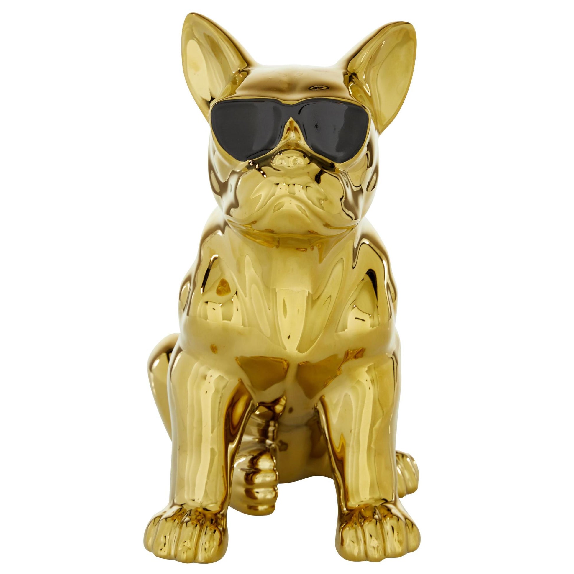 CosmoLiving by Cosmopolitan Bulldog Ceramic Decorative Sculpture with Sunglasses