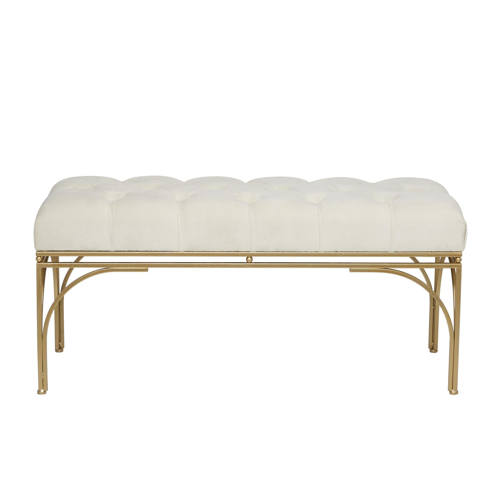 Velvet Home Bench with Gold Legs