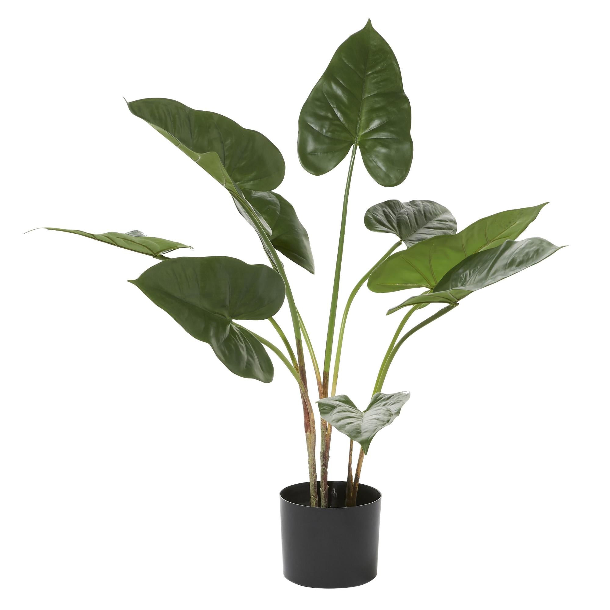 Bird of Paradise Green Faux Foliage Indoor Outdoor Artificial Plant with Realistic Leaves and Black Plastic Pot